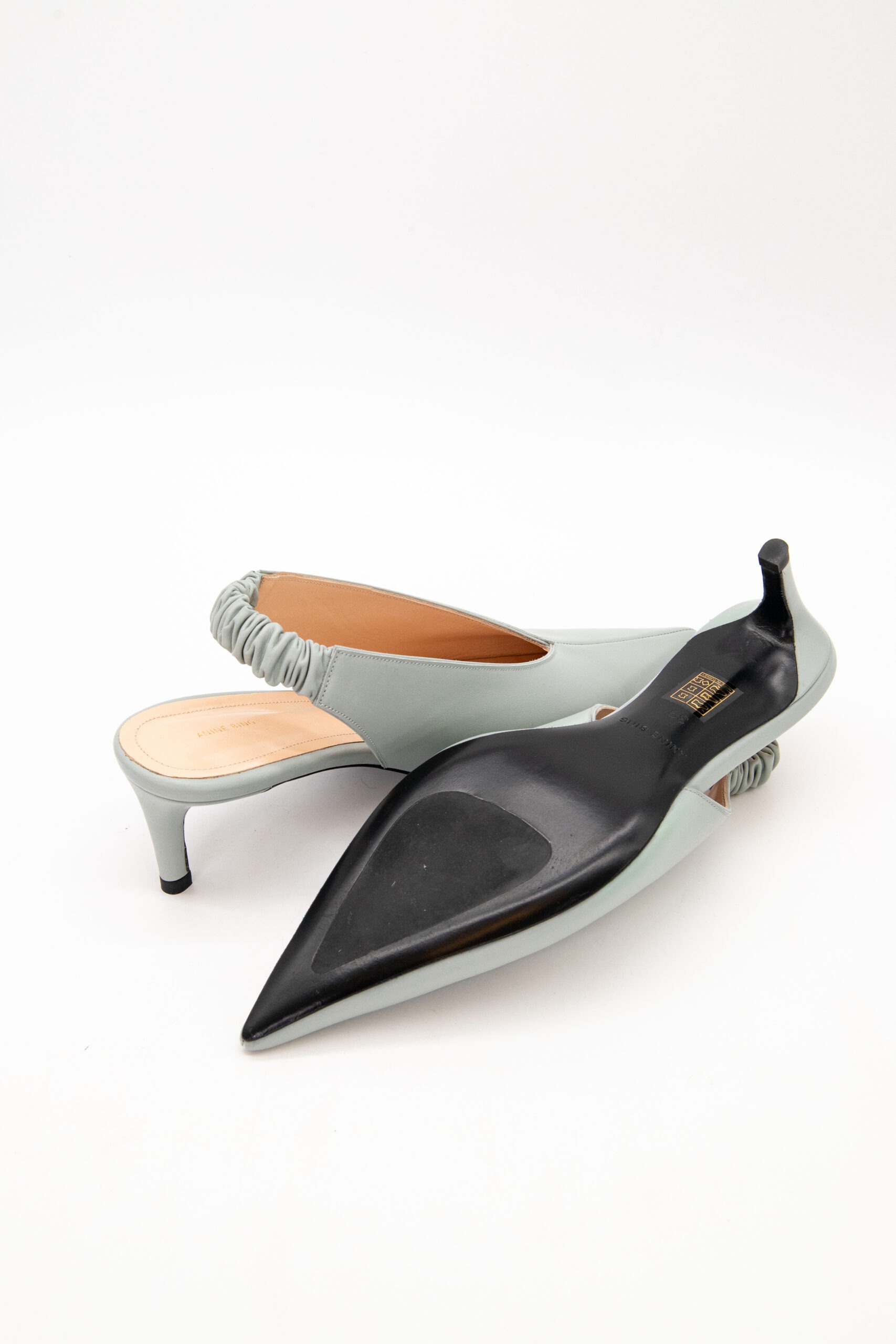 Anine Bing "Lyla" Slingback Pumps in Mint