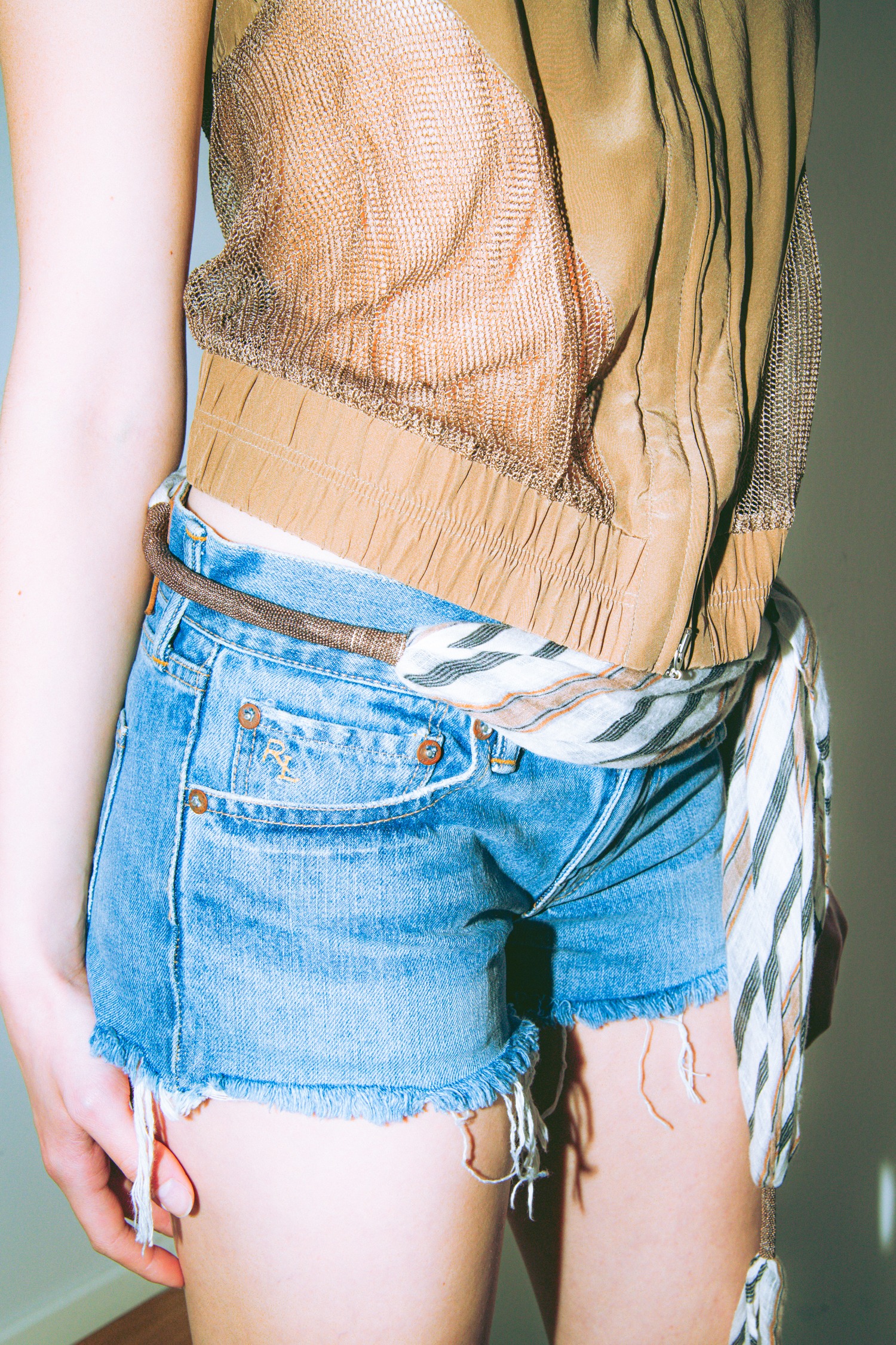 Brunello Cucinelli Leinen-Schal gestreift mit Ketten