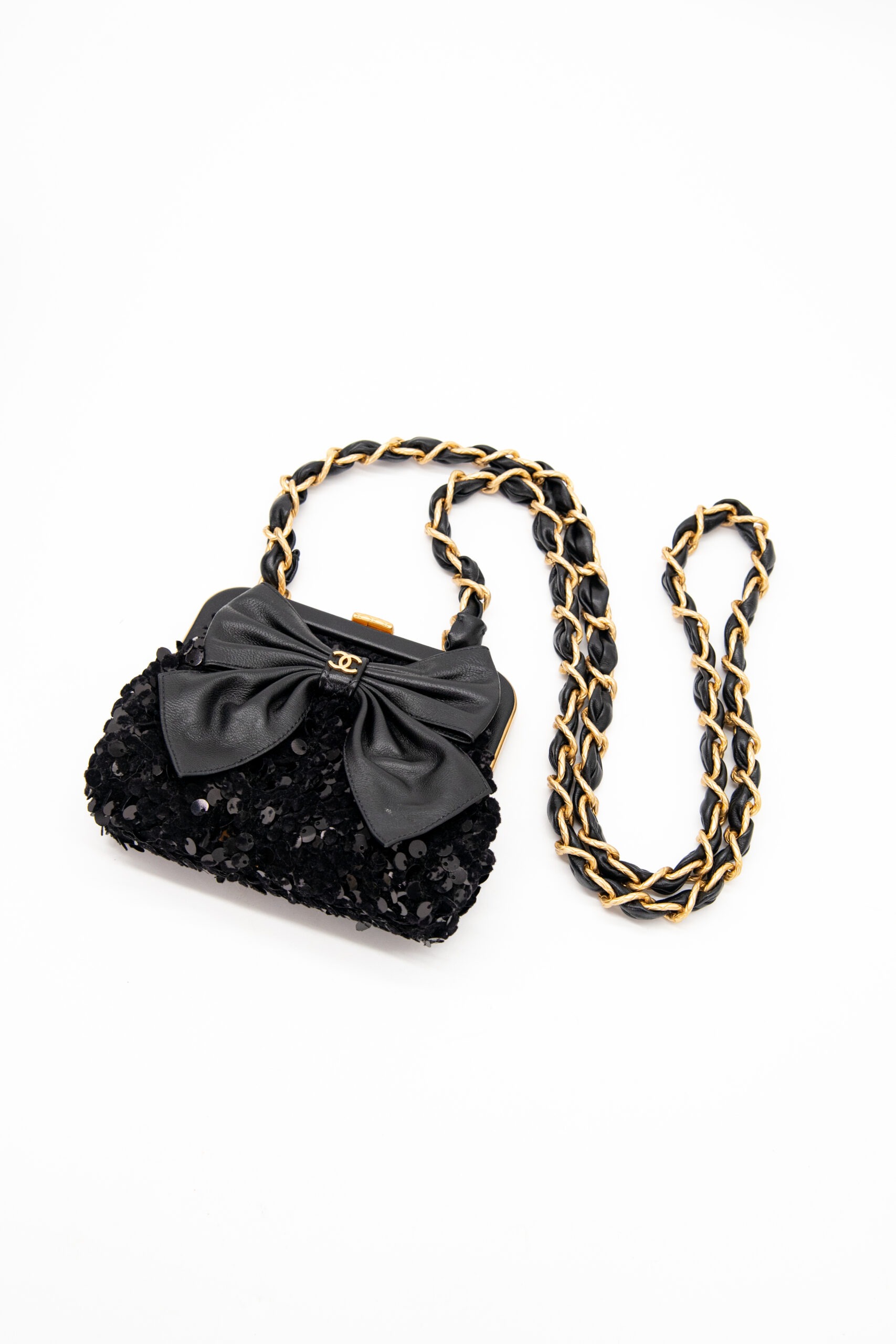 Chanel "Bow Frame Clutch" Umhängetasche mit Pailletten