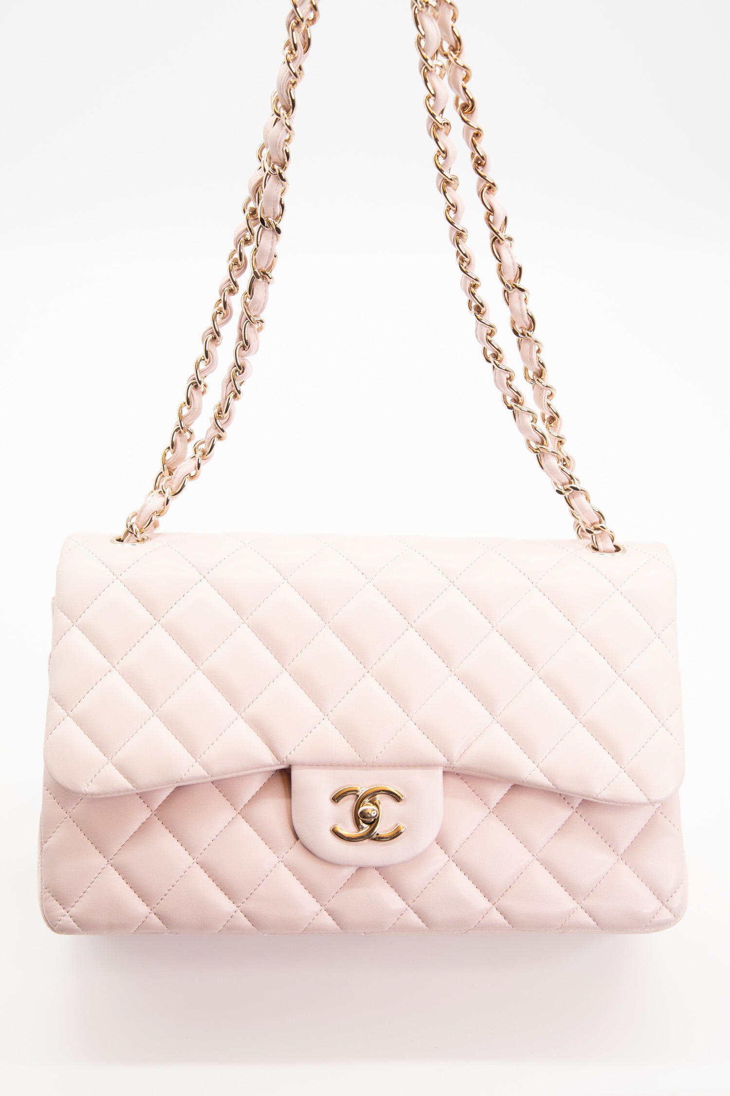 Chanel "Classic Jumbo Double Flap Bag" Hellrosa