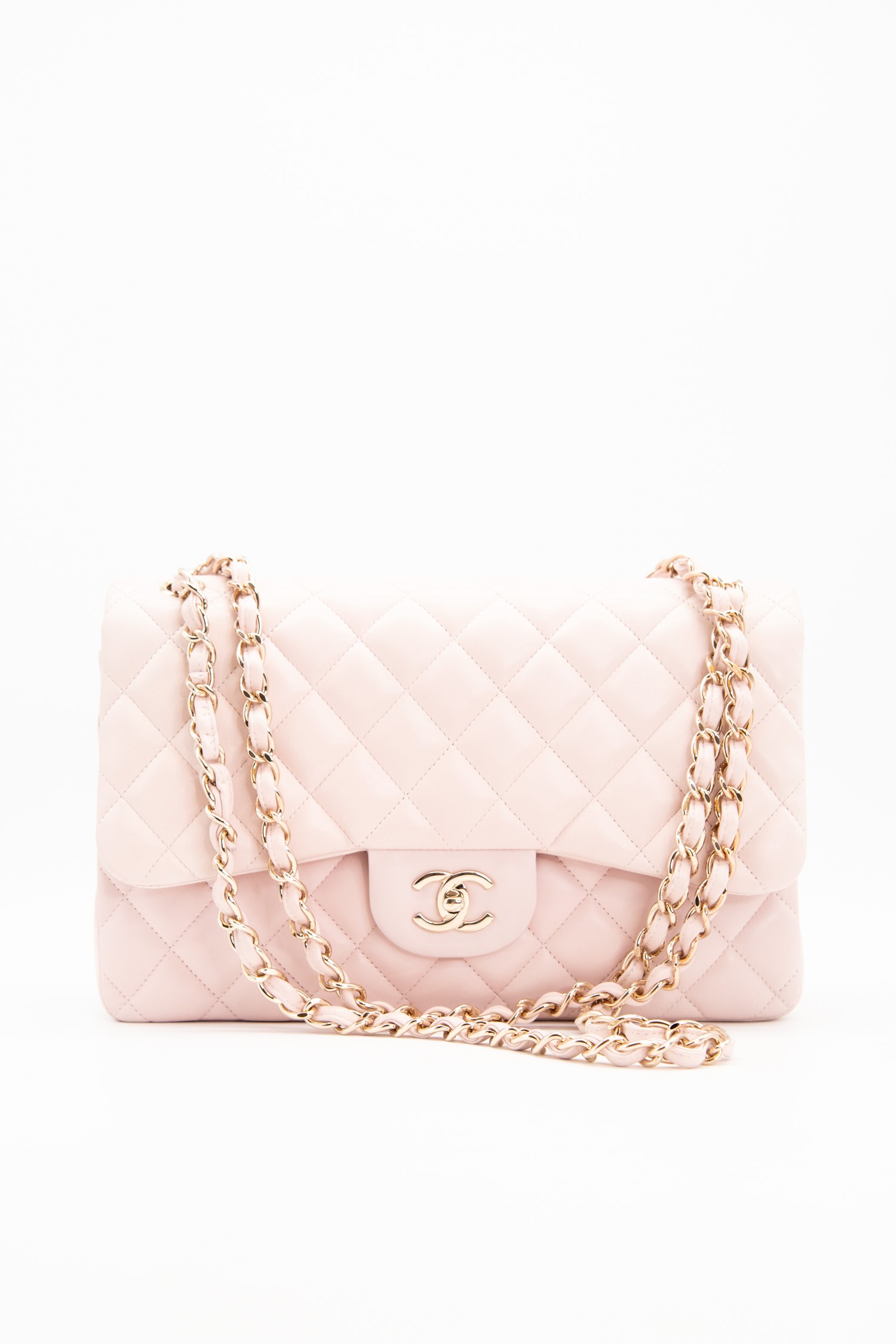 Chanel "Classic Jumbo Double Flap Bag" Hellrosa
