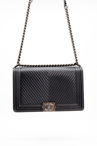 Chanel "Boy" Umhängetasche in Anthrazit