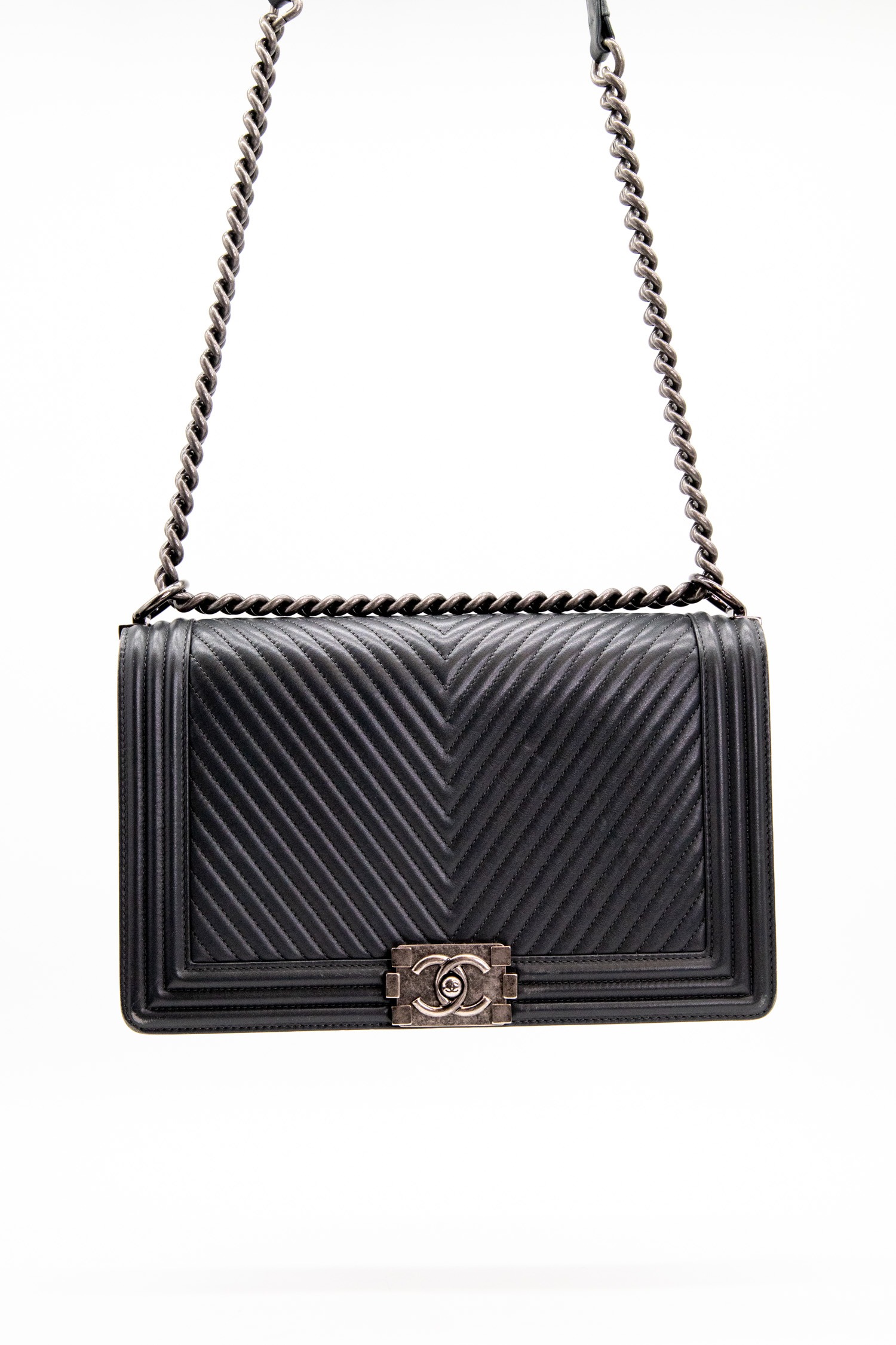 Chanel "Boy" Umhängetasche in Anthrazit