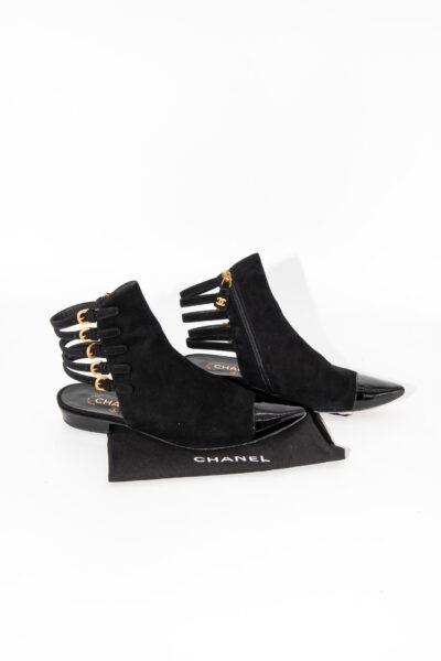 Chanel spitze Ankle Boots mit vielen Riemen in Schwarz