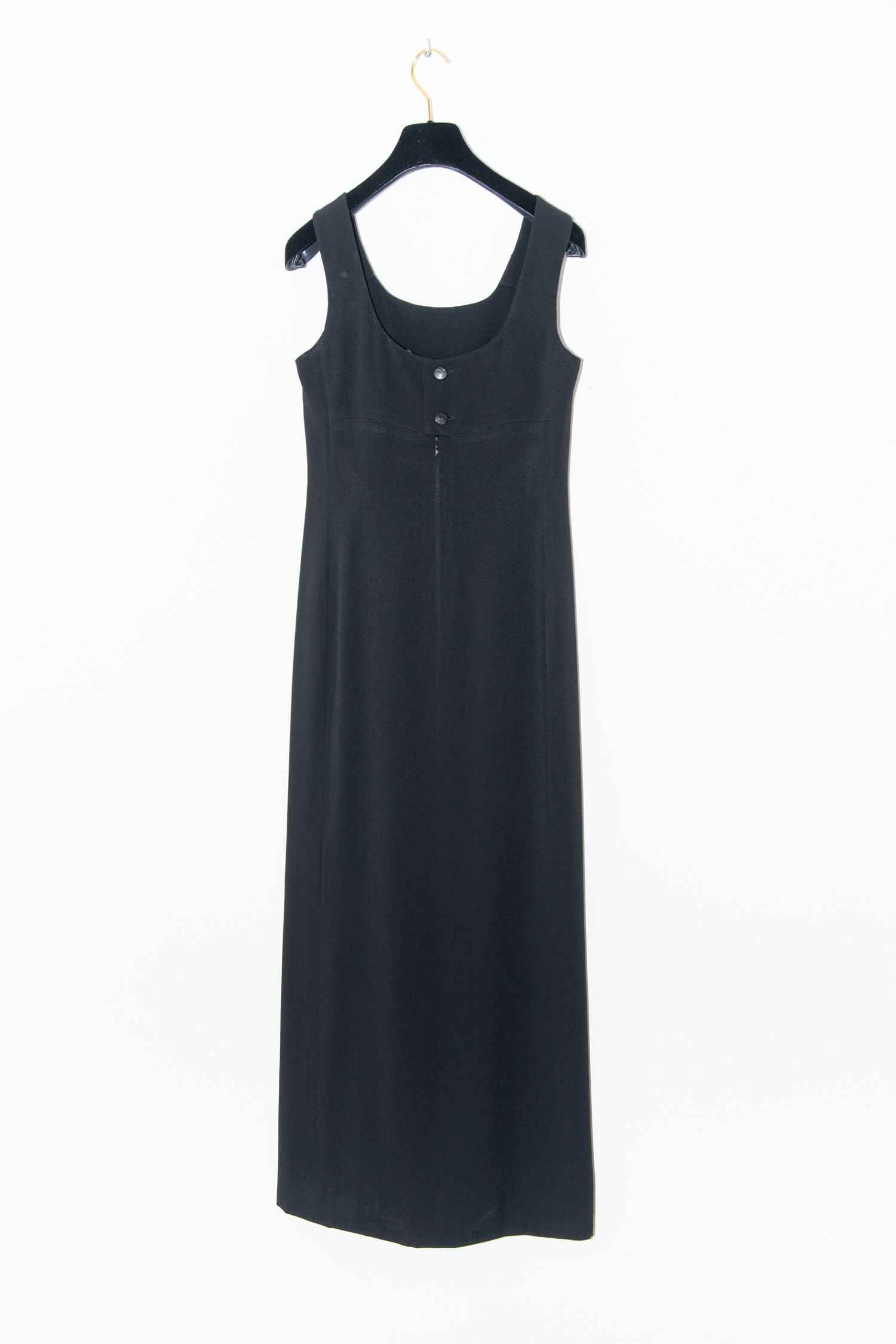 Chanel gerades Maxikleid mit Knöpfen in Schwarz