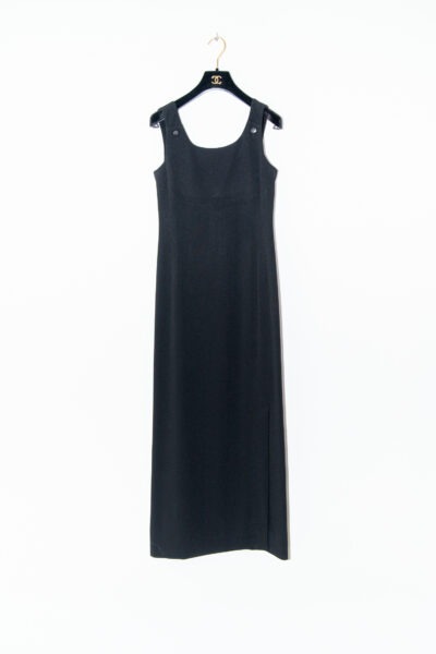 Chanel gerades Maxikleid mit Knöpfen in Schwarz