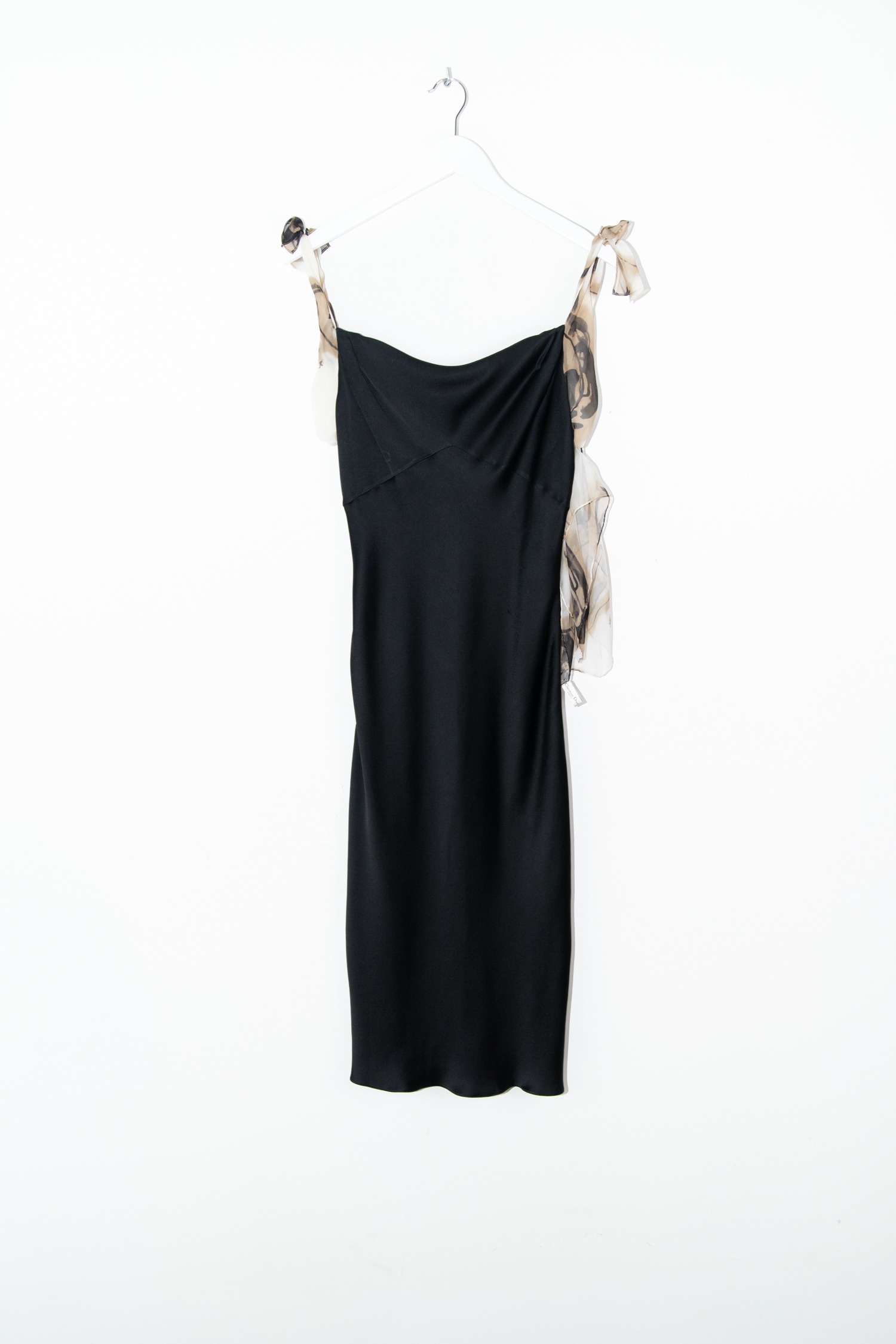 Christian Dior Midikleid in Ecru, Beige und Schwarz