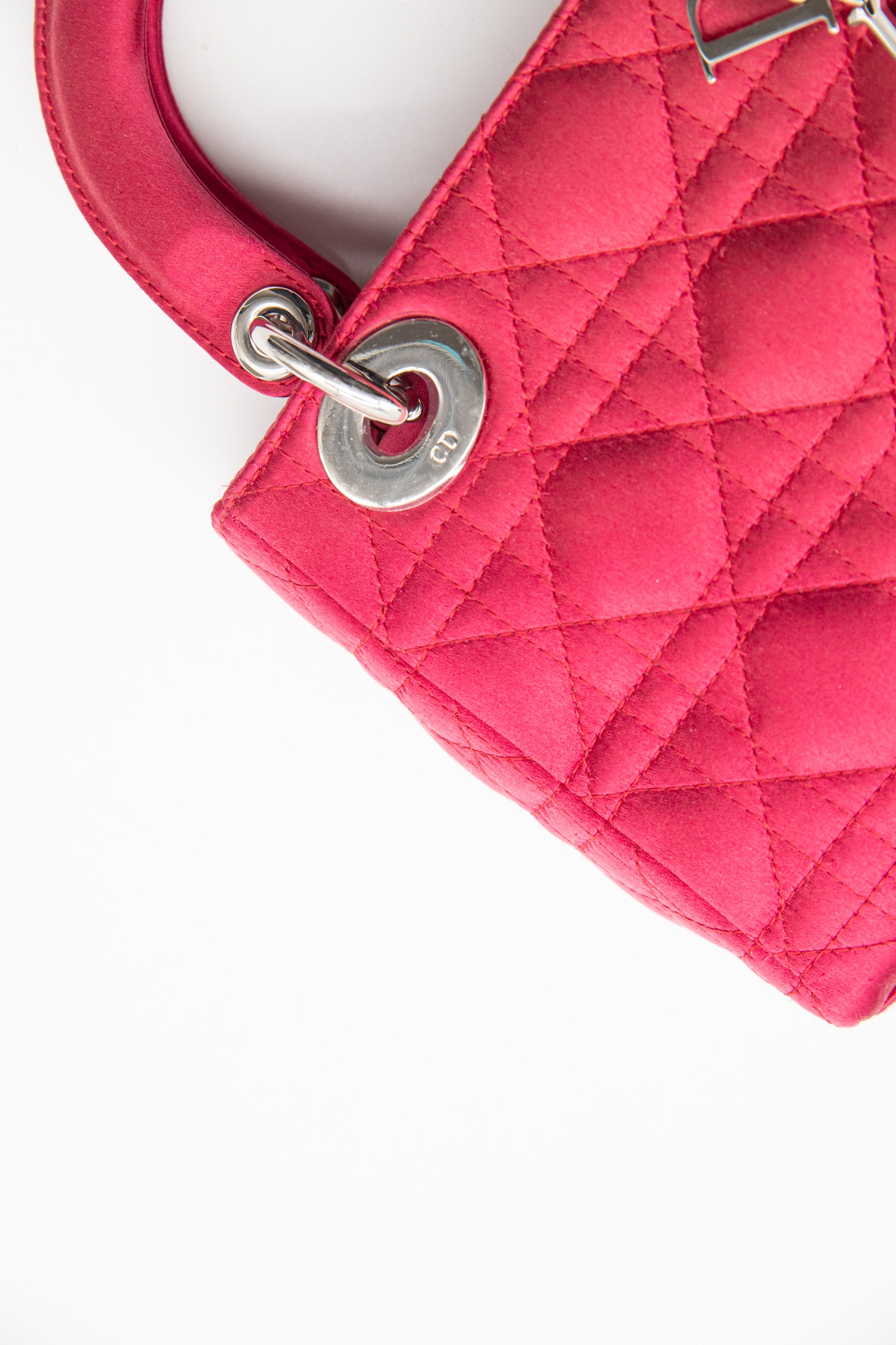 Dior "2011 Mini Satin Cannage Lady Dior" Handtasche in Pink