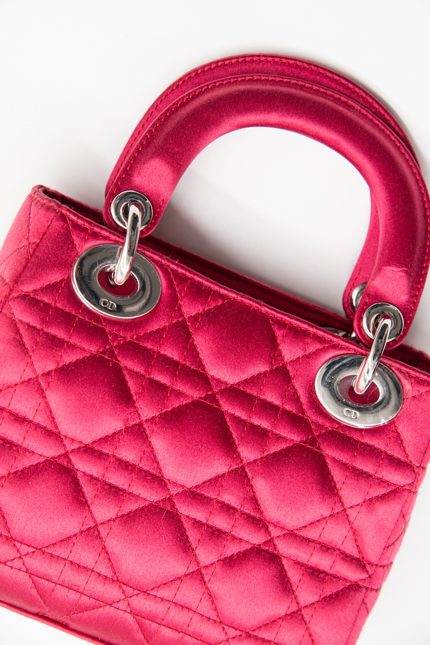 Dior "2011 Mini Satin Cannage Lady Dior" Handtasche in Pink