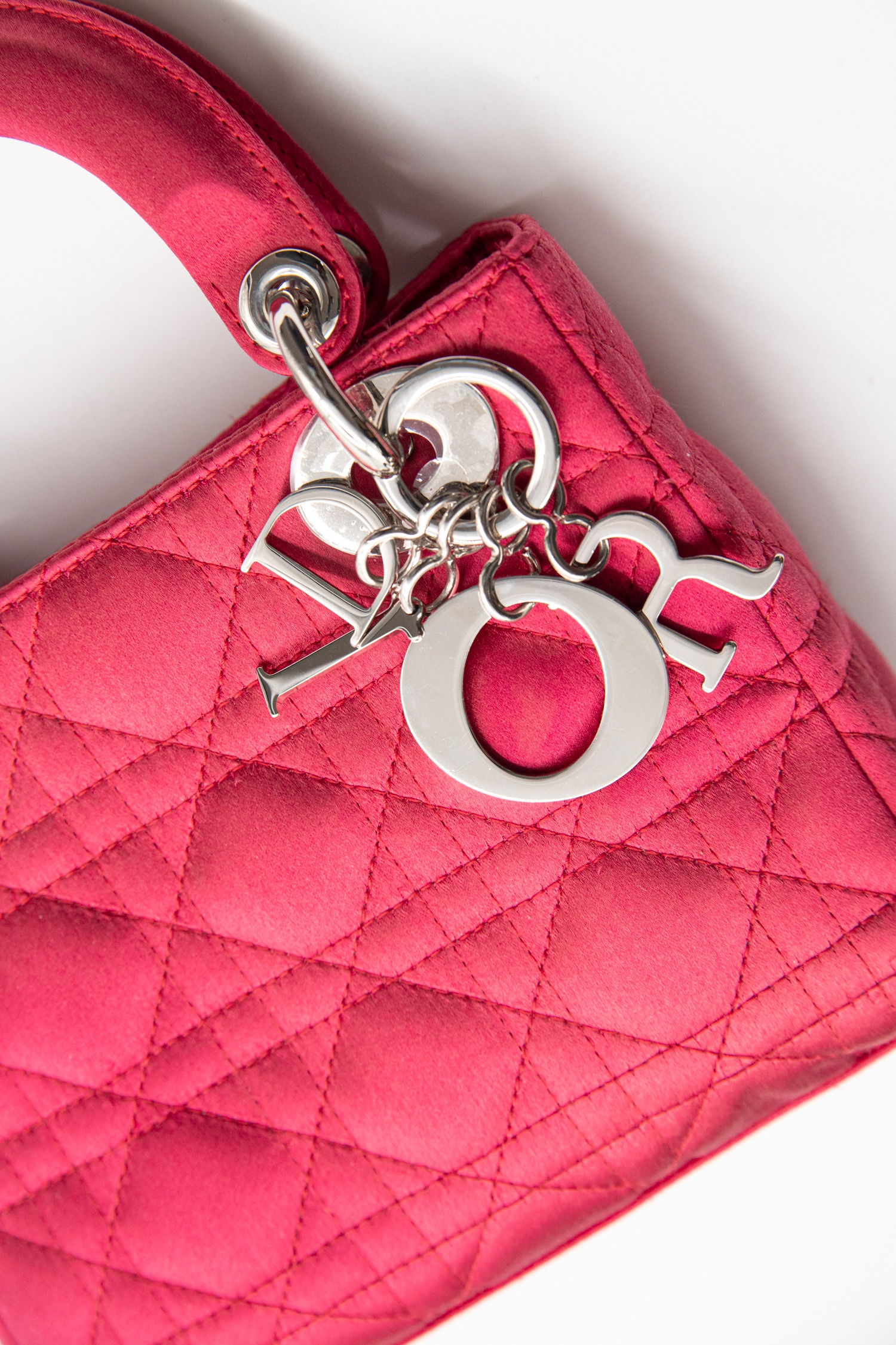 Dior "2011 Mini Satin Cannage Lady Dior" Handtasche in Pink