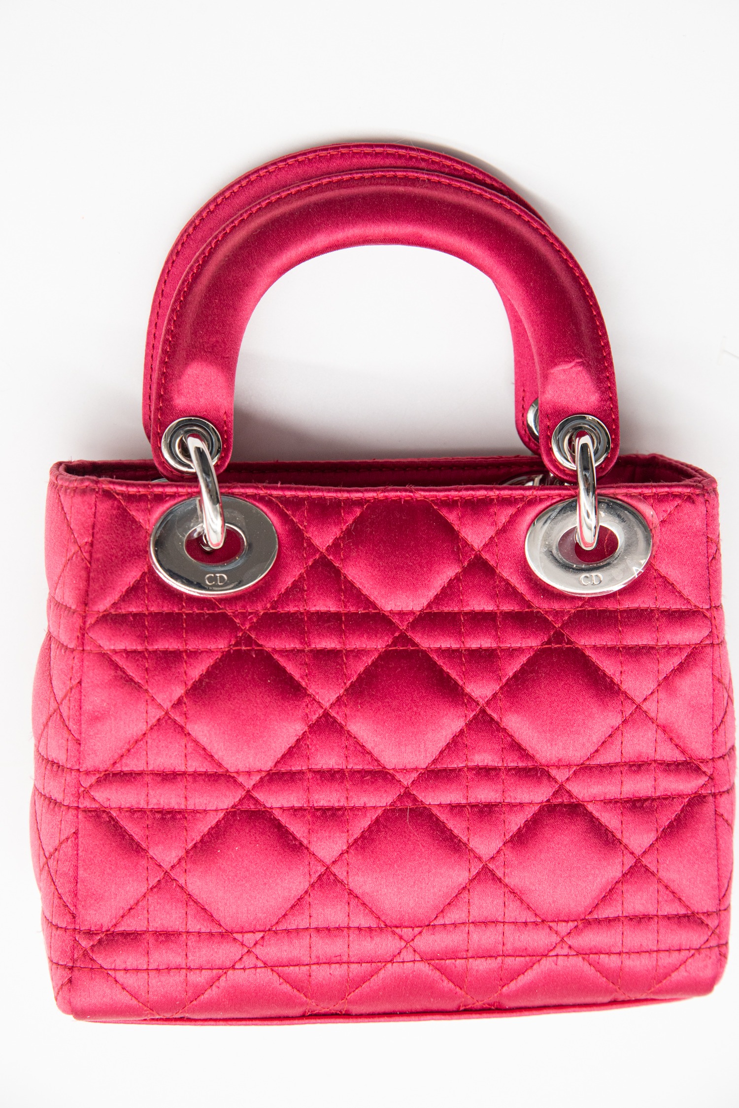 Dior "2011 Mini Satin Cannage Lady Dior" Handtasche in Pink