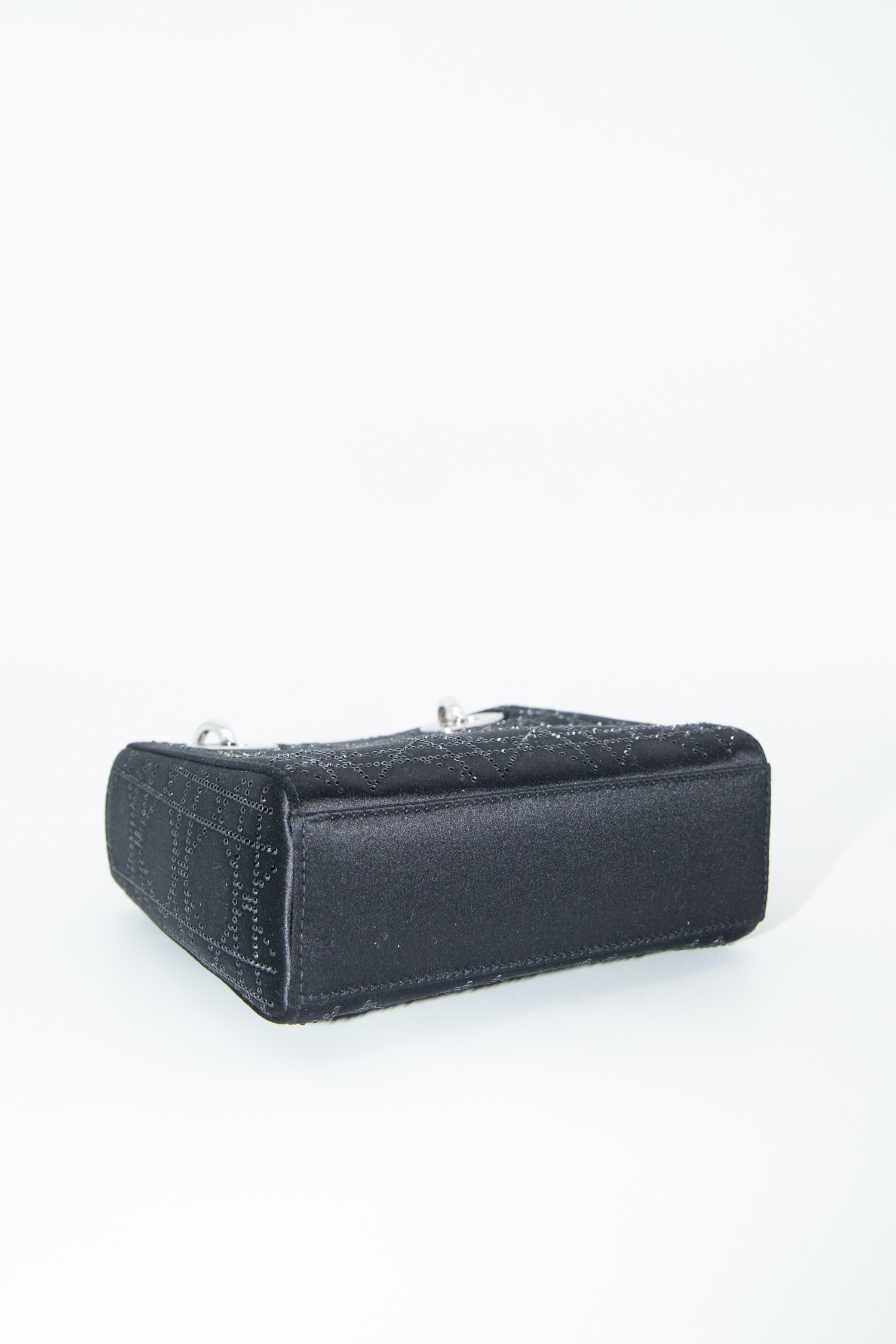 Dior „Mini Satin Cannage Lady Dior“ Handtasche Strass in Schwarz