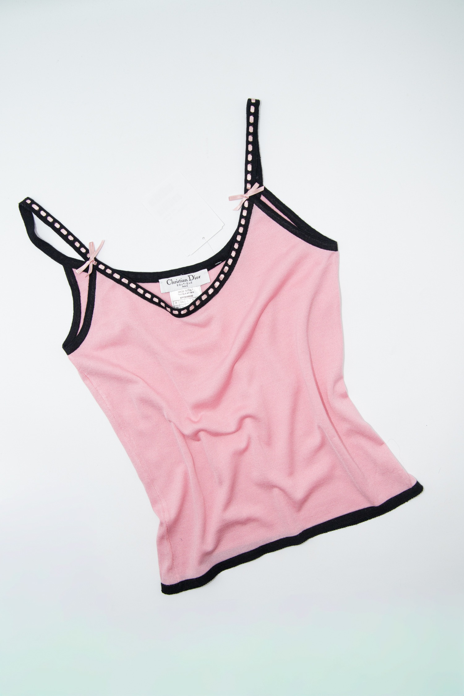 Dior Vintage Top aus Feinstrick in Rosa und Schwarz