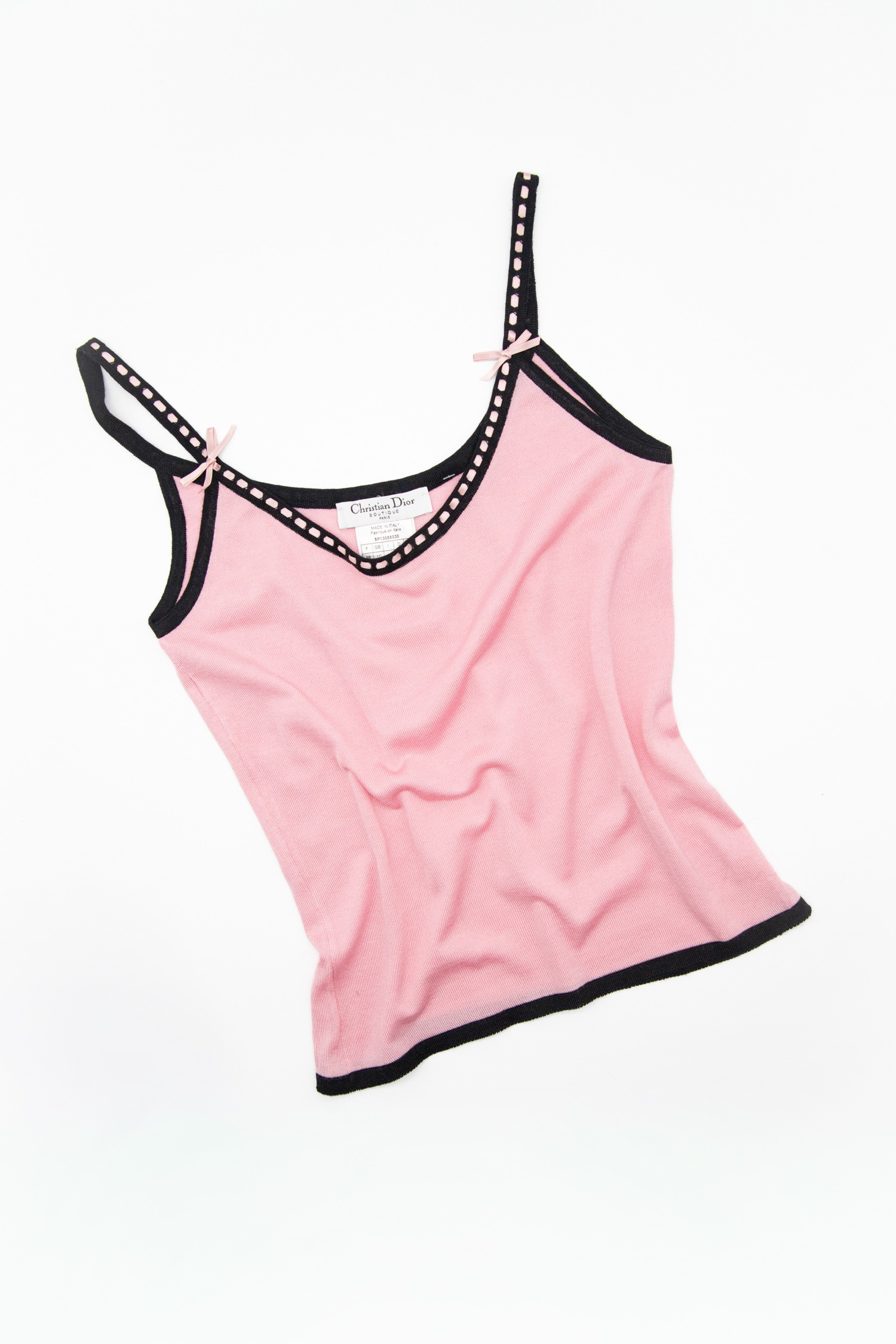 Dior Vintage Top aus Feinstrick in Rosa und Schwarz