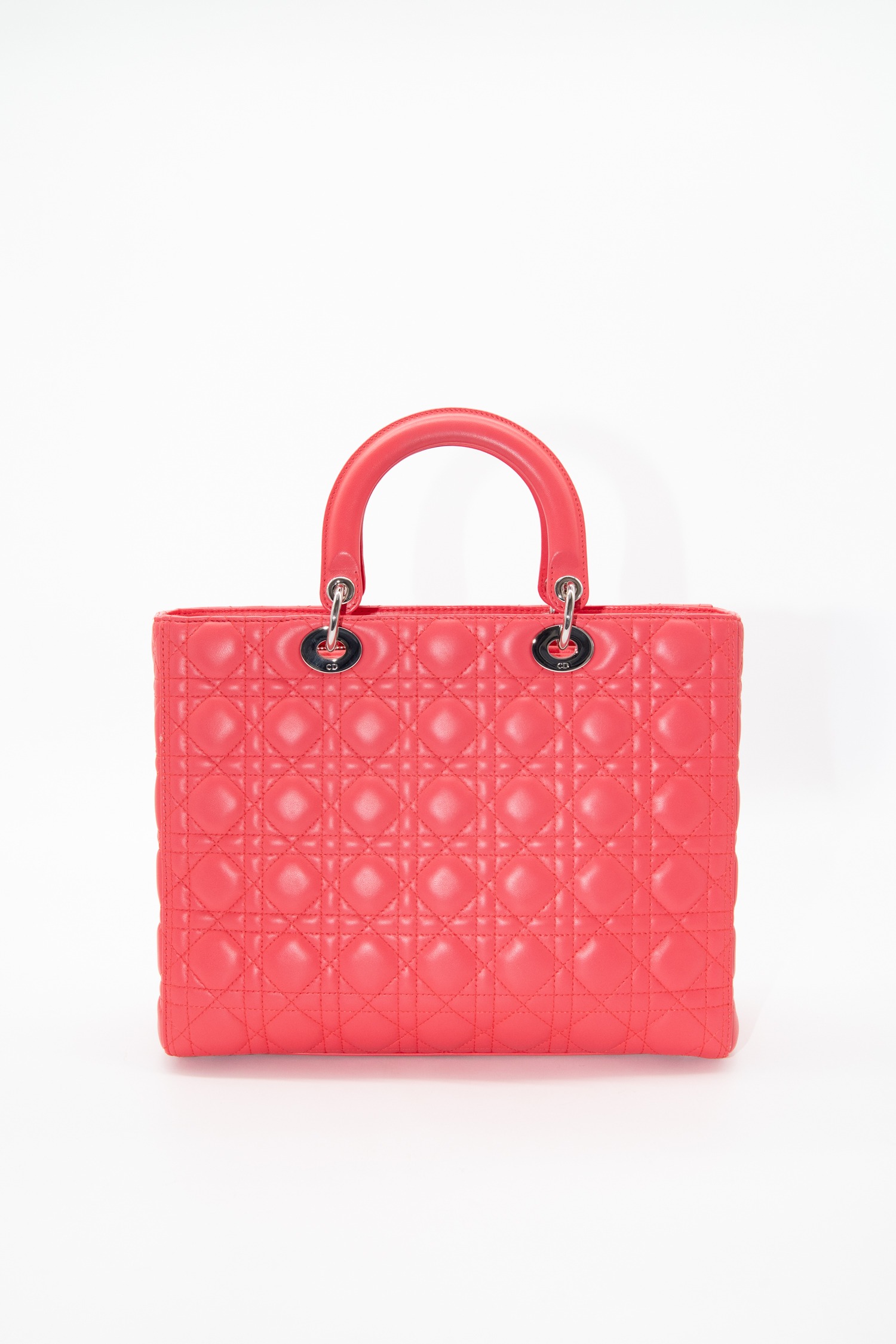 Dior „Large Leather Cannage Lady Dior“ Handtasche in Koralle