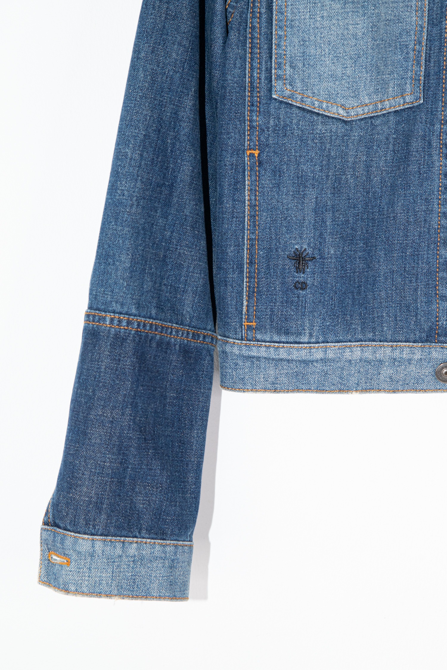 Dior Jeansjacke im Used-Look in Blau und Hellblau