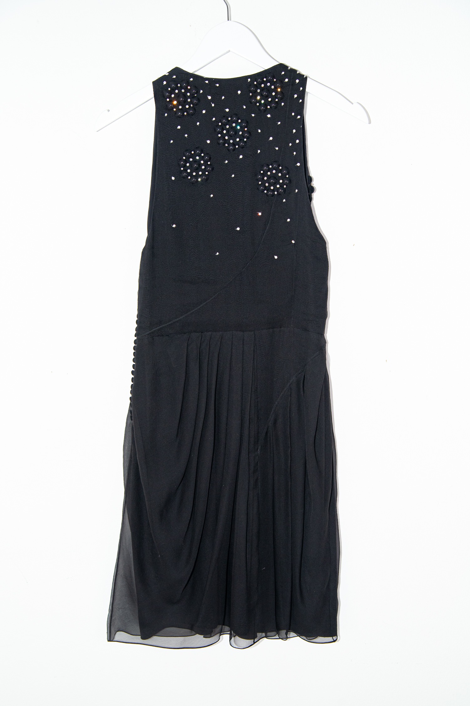 Christian Dior Vintage Minikleid aus Seide mit Strass in Schwarz