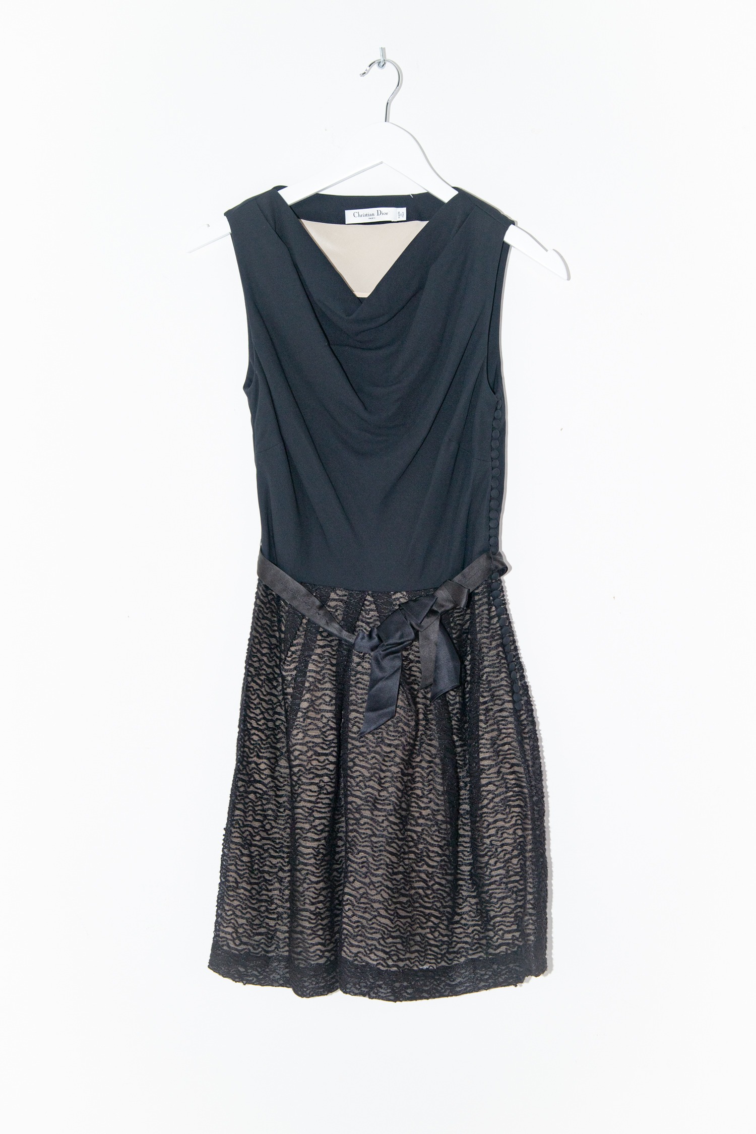 Dior Vintage Minikleid mit Schleife in Schwarz und Natur