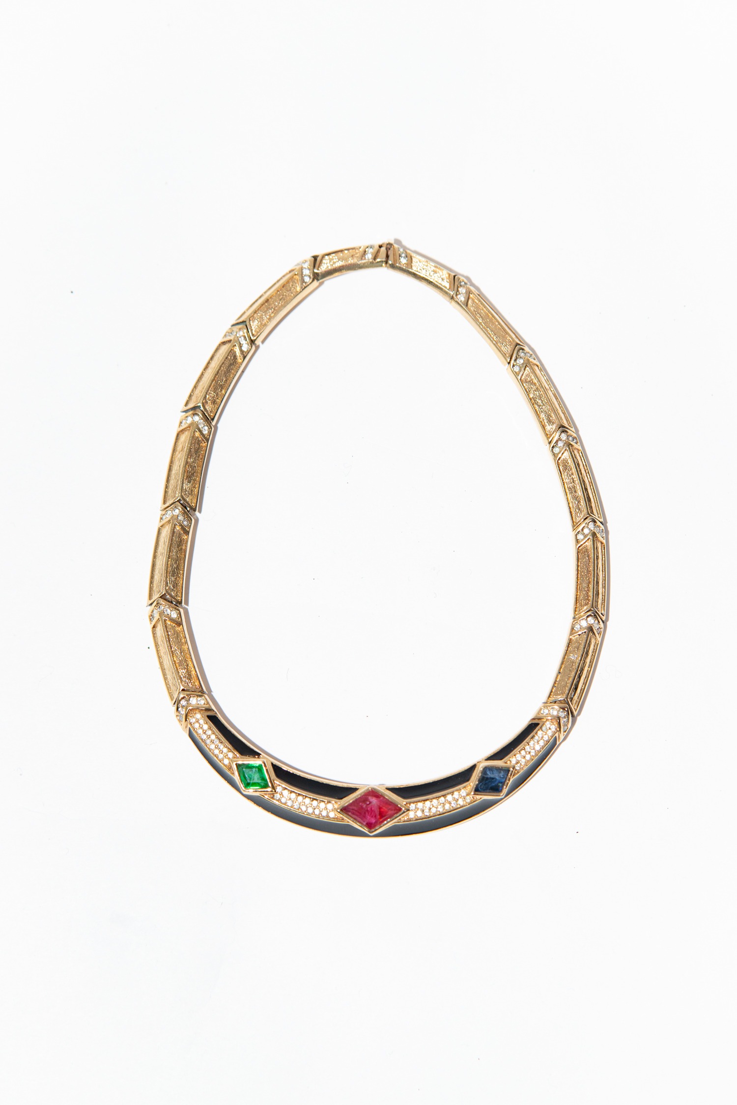 Dior Vintage Collier mit dreifarbigen Steinen in Gold