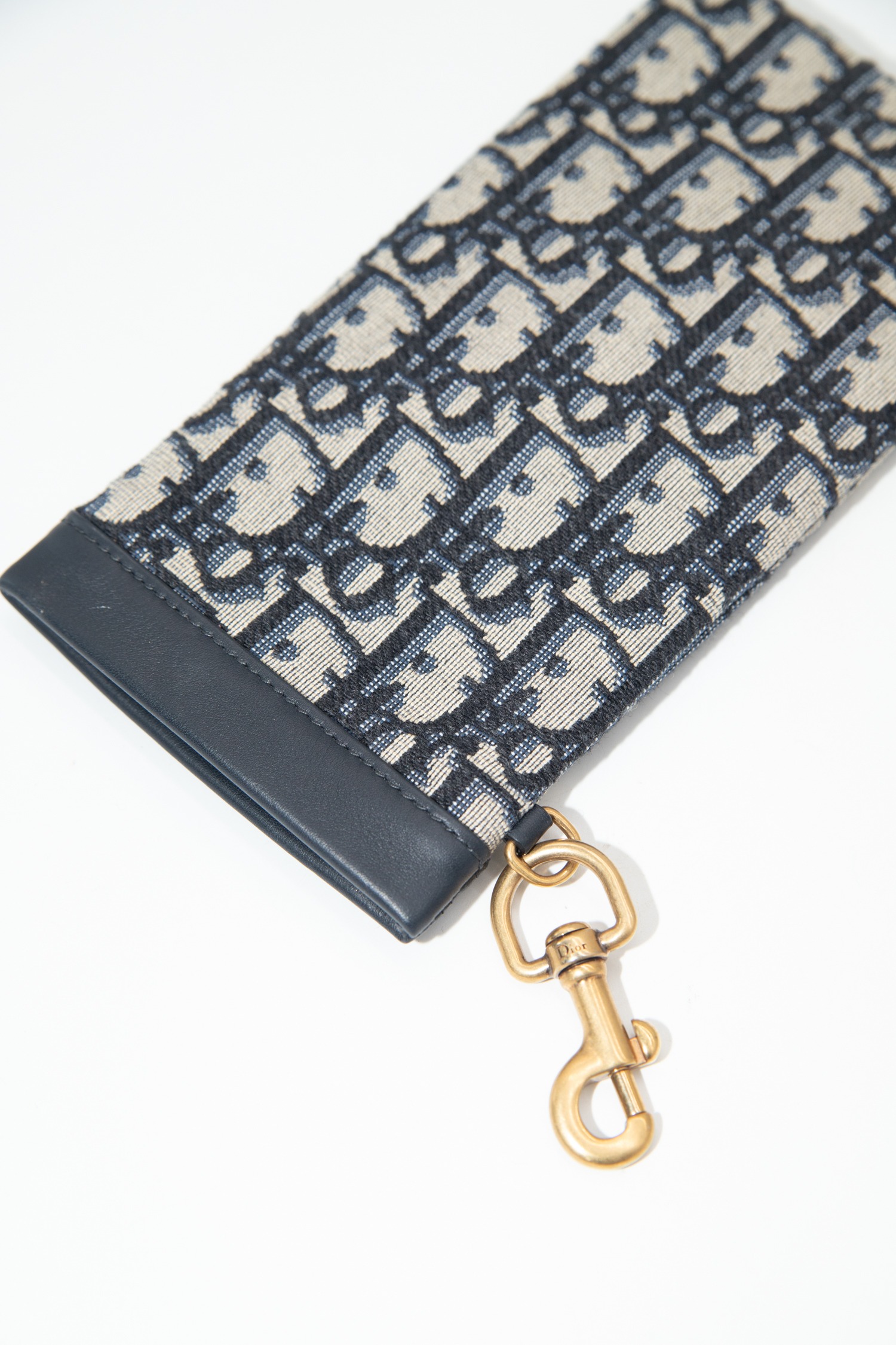 Dior Brillenetui in Dunkelblau, Natur und Gold