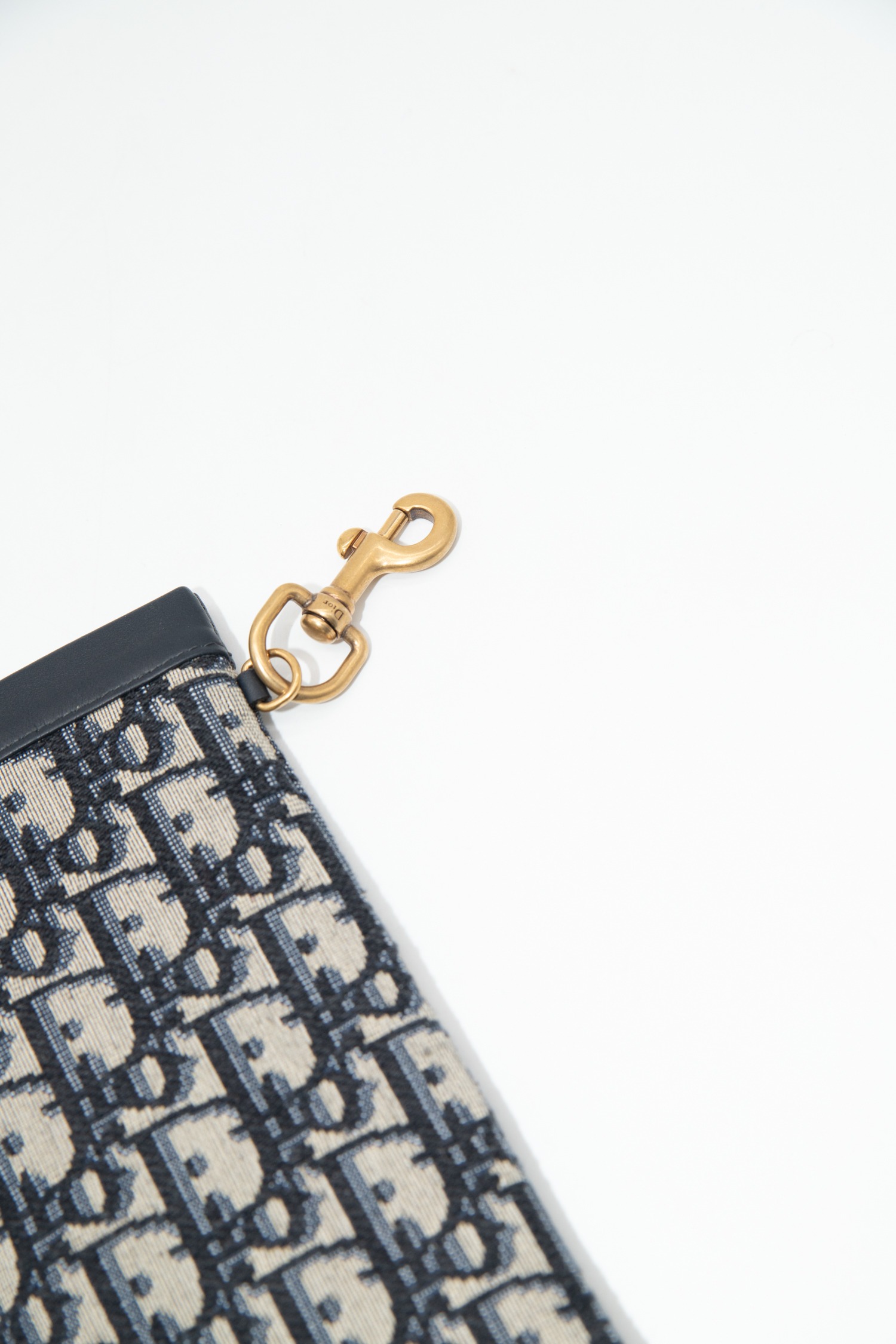 Dior Brillenetui in Dunkelblau, Natur und Gold