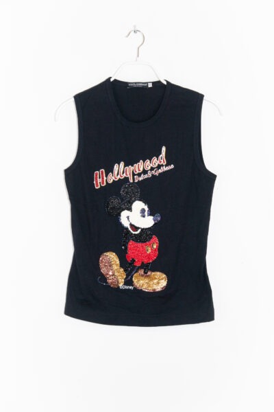 Dolce & Gabbana Top mit Micky Maus und Pailletten in Schwarz