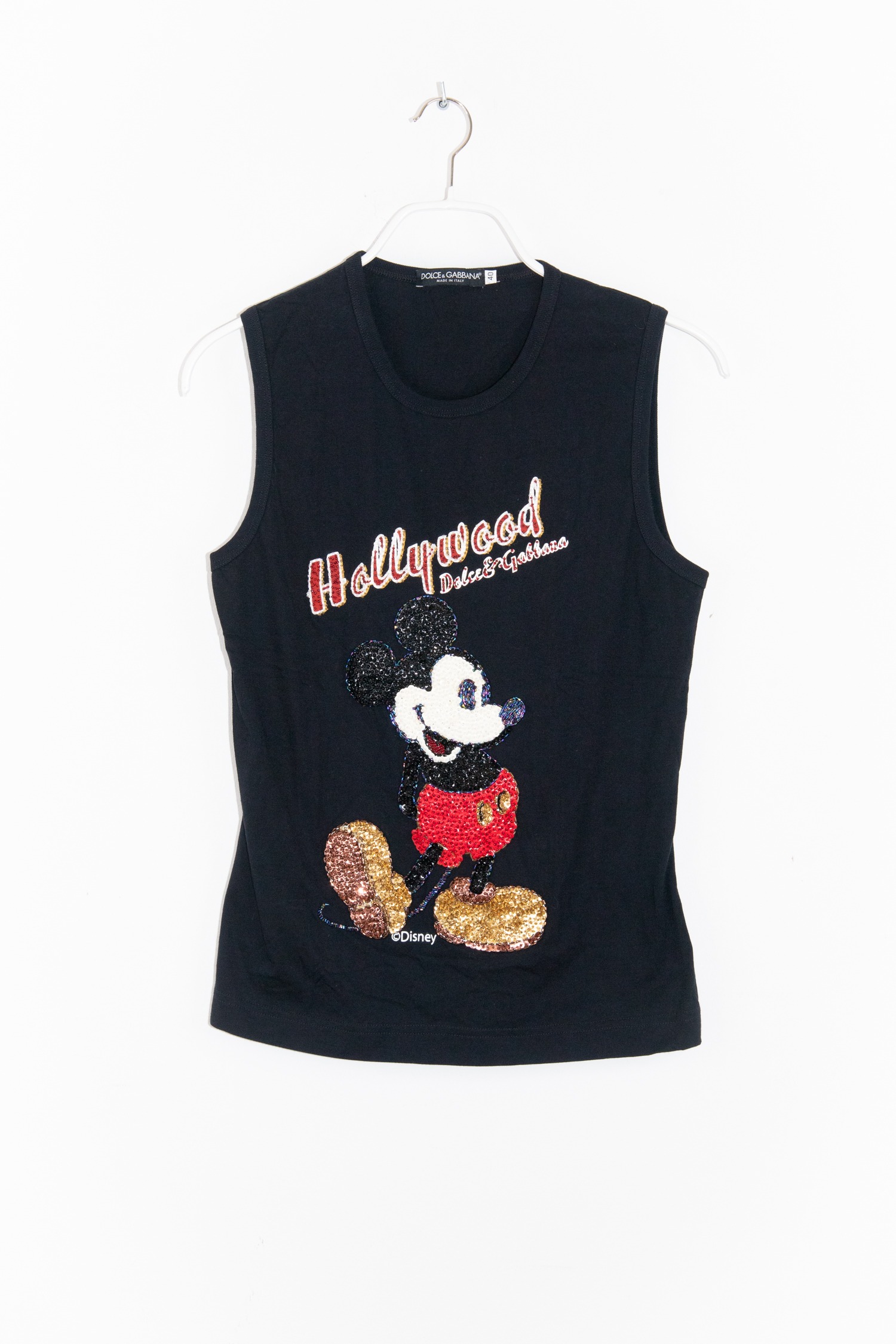 Dolce & Gabbana Top mit Micky Maus und Pailletten in Schwarz