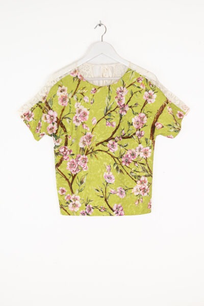 Vintage Dolce & Gabbana Oberteil mit Kirschblüten in Hellgrün