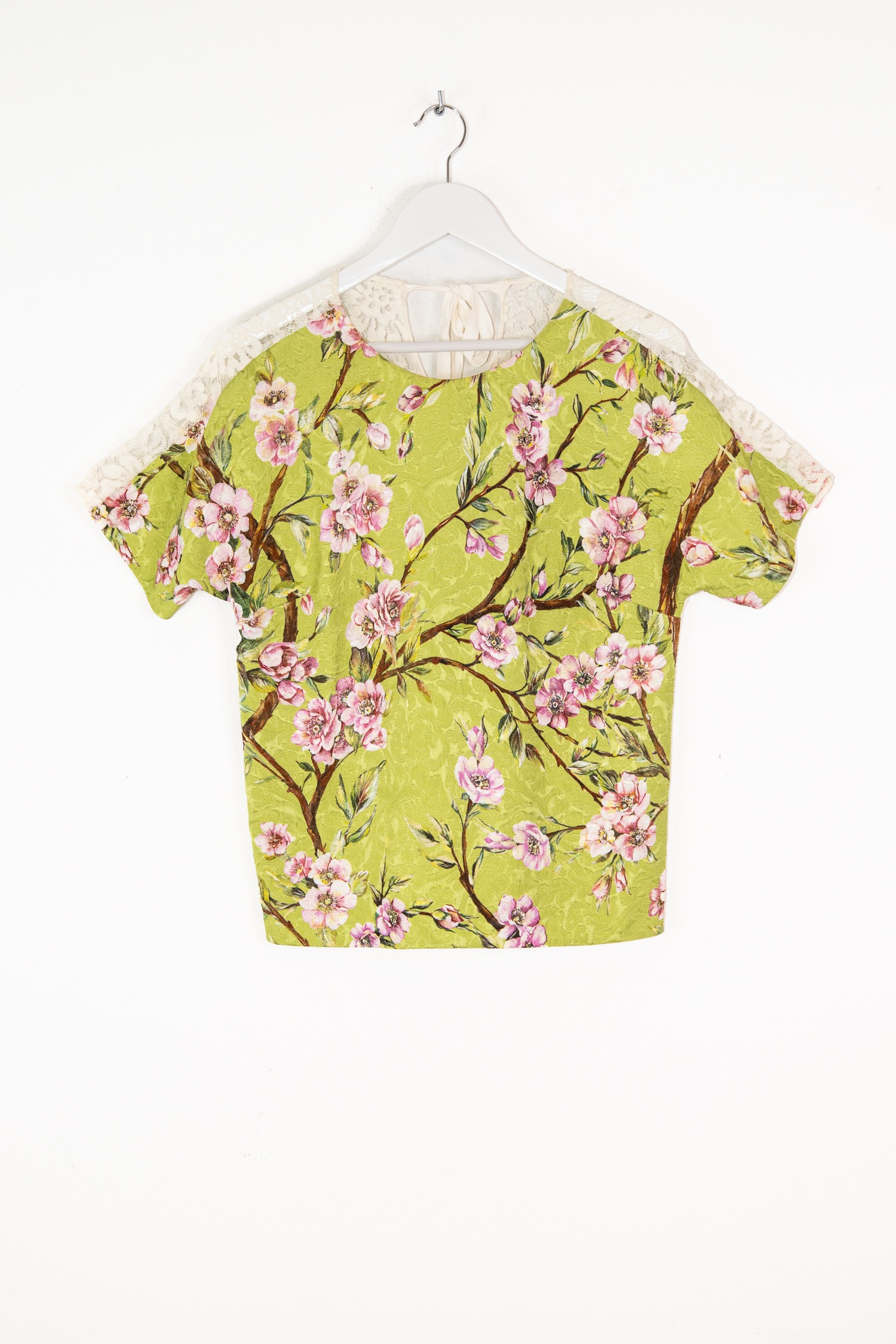 Vintage Dolce & Gabbana Oberteil mit Kirschblüten in Hellgrün