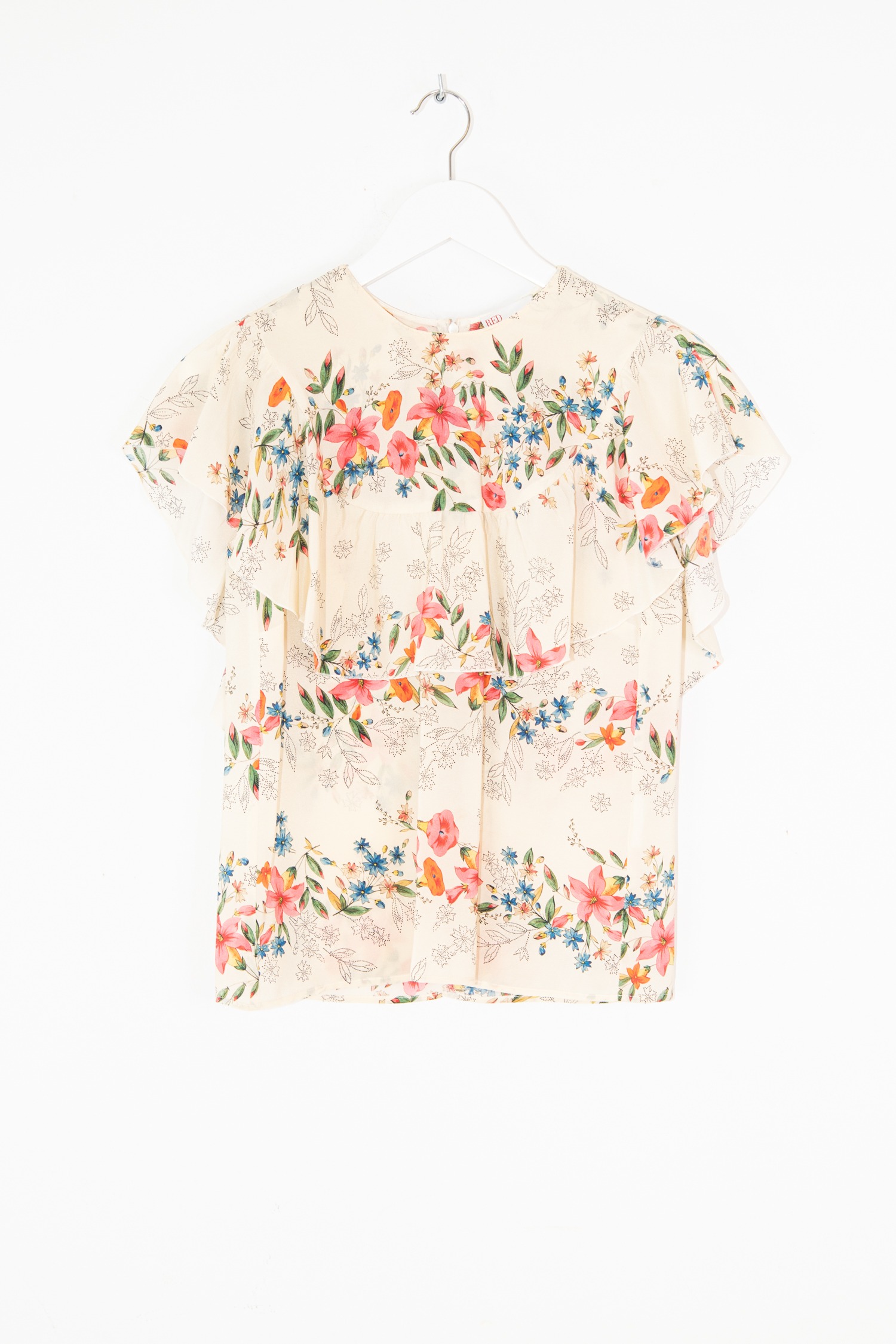 Red Valentino Bluse mit Blumenmuster in Ecru