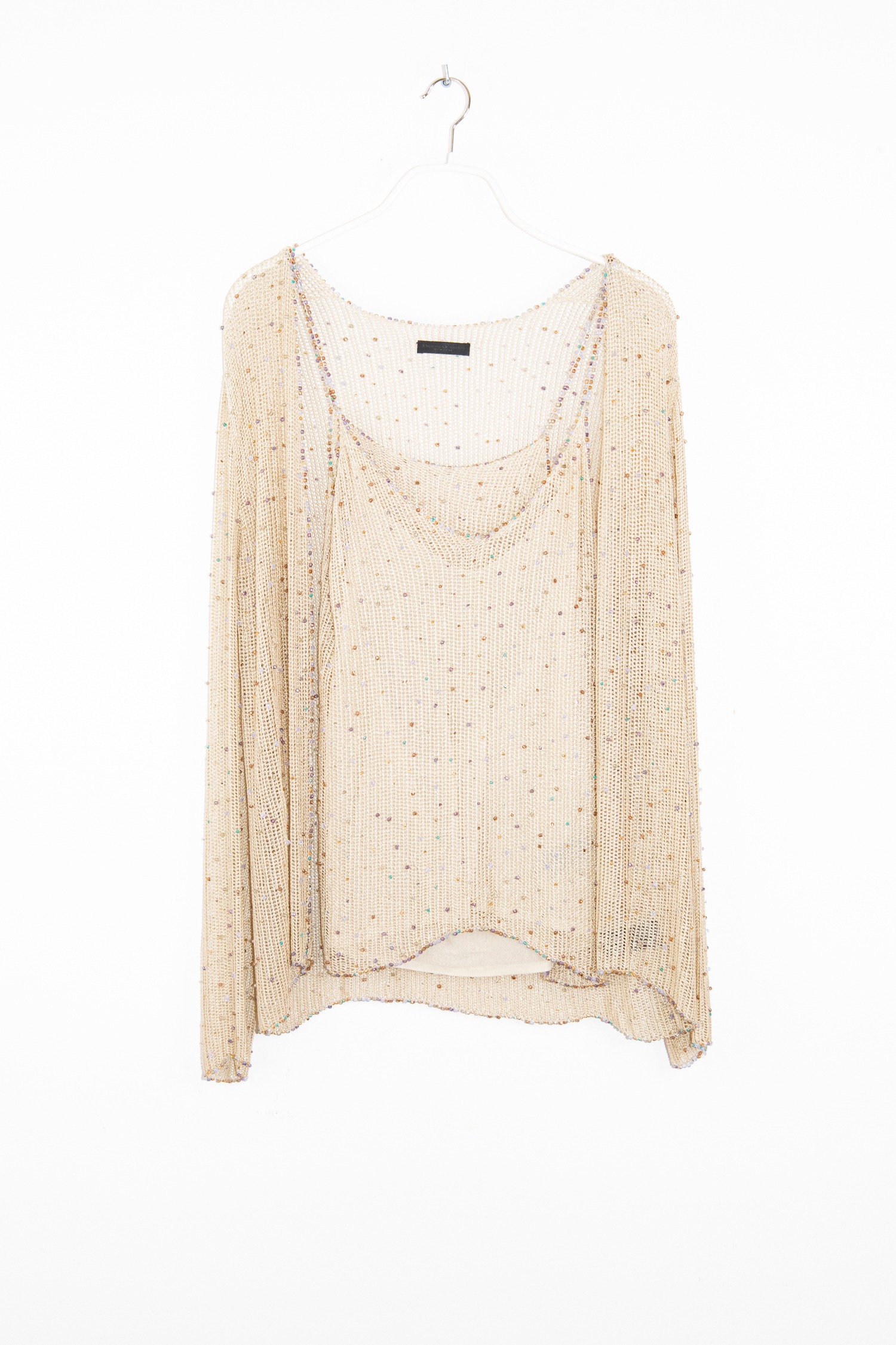 Donna Karan Twinset mit Perlen in Beige