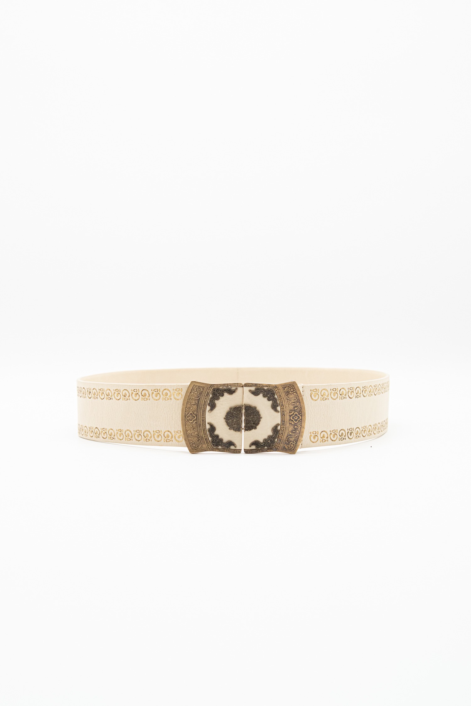 Etro Gürtel mit Ornamenten in Ecru und Antikgold