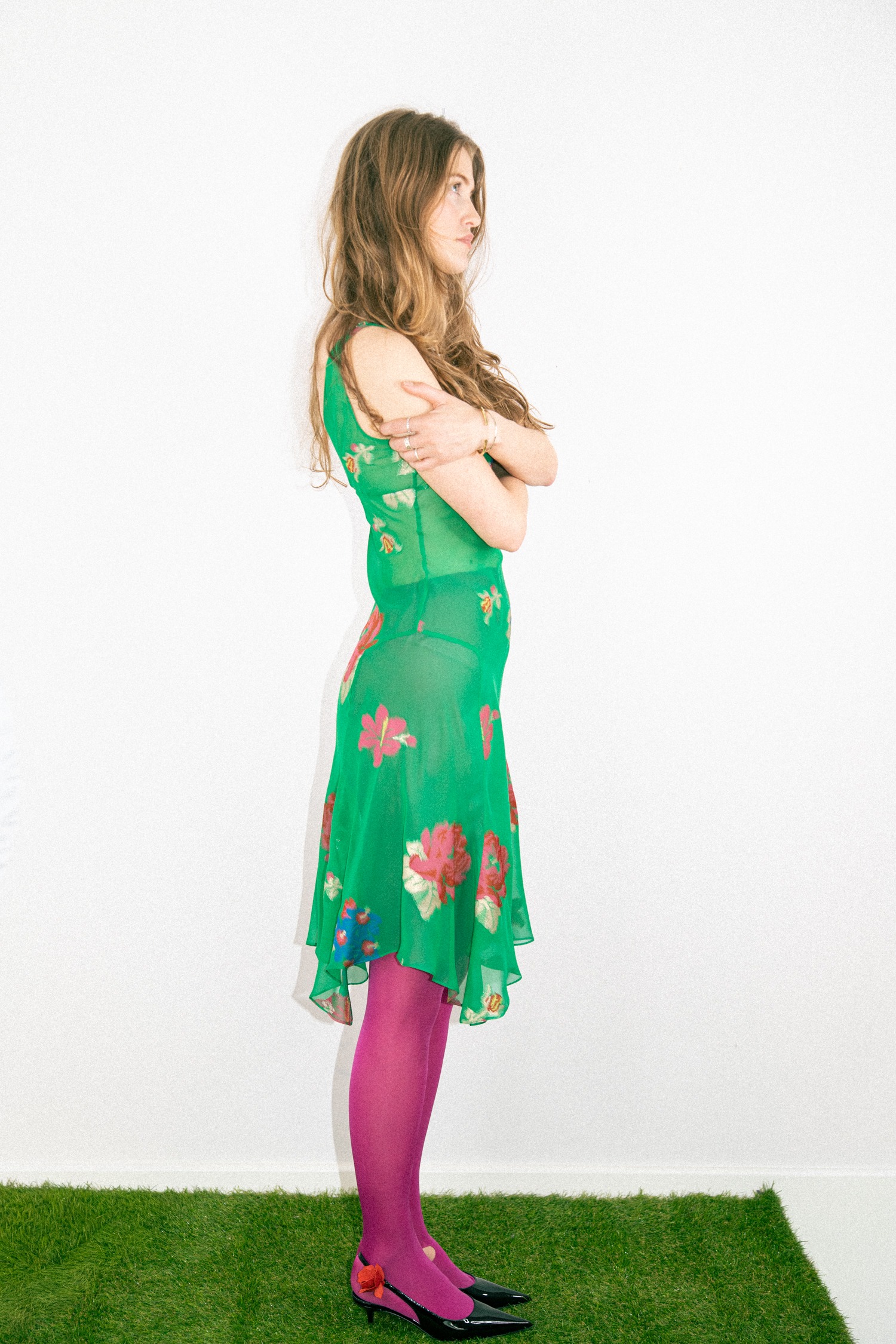 Etro fließendes Kleid mit Blumenmuster in Grün