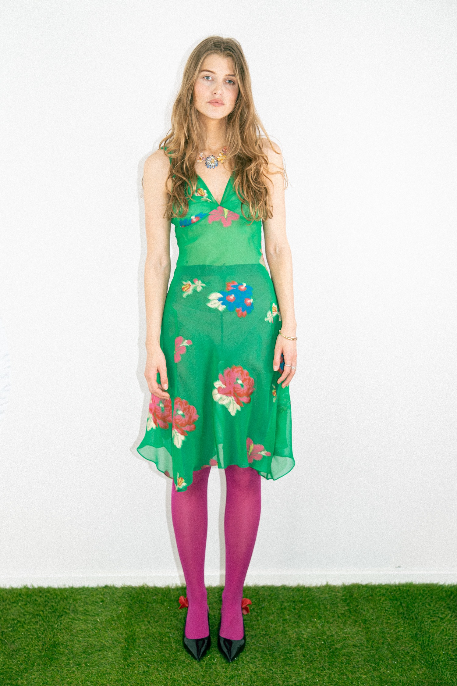 Etro fließendes Kleid mit Blumenmuster in Grün