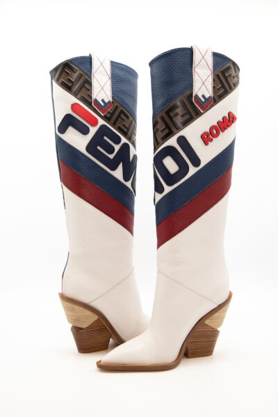 Fendi x Fila "Mania Zucca FF Logo" Western Boots