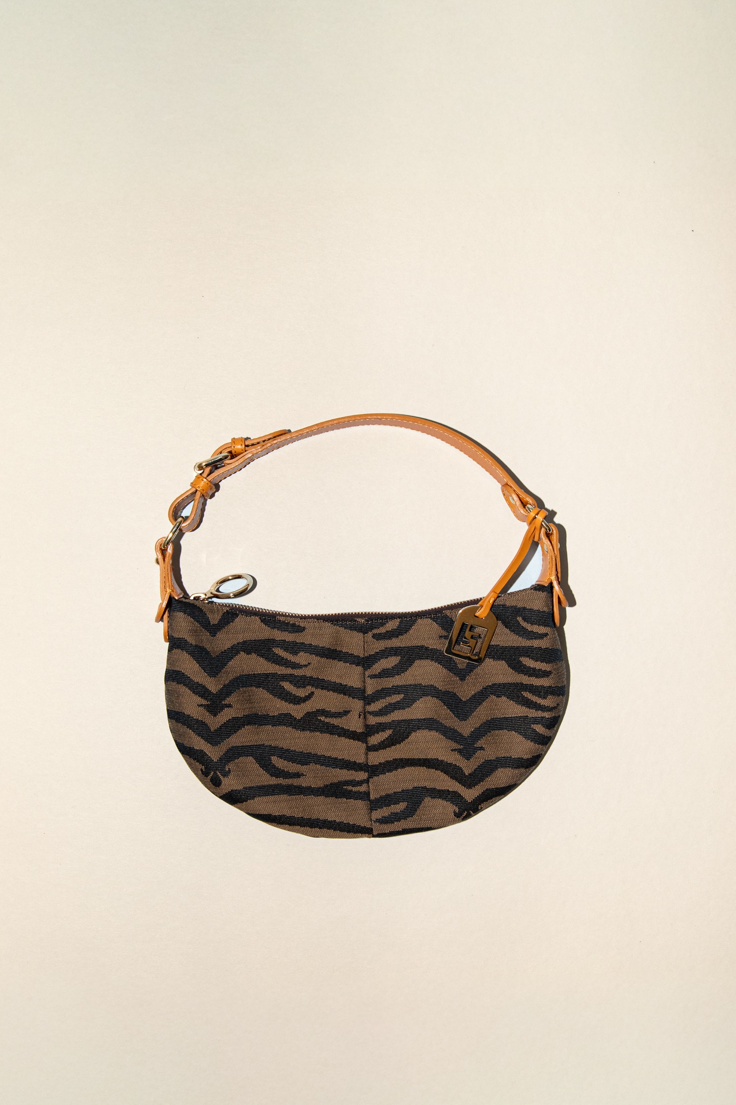 Fendi Vintage Handtasche mit Tiger-Print in Braun und Gold