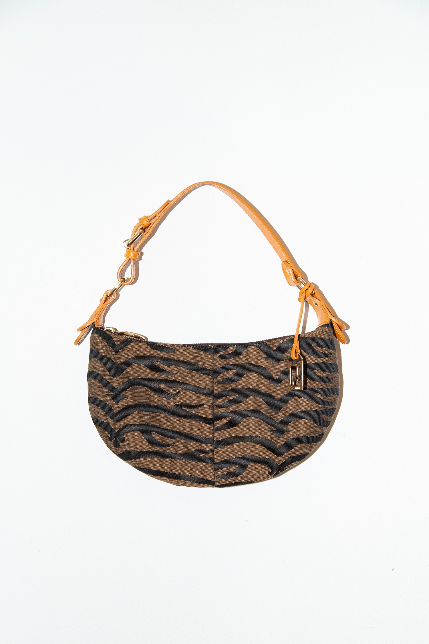 Fendi Vintage Handtasche mit Tiger-Print in Braun und Gold