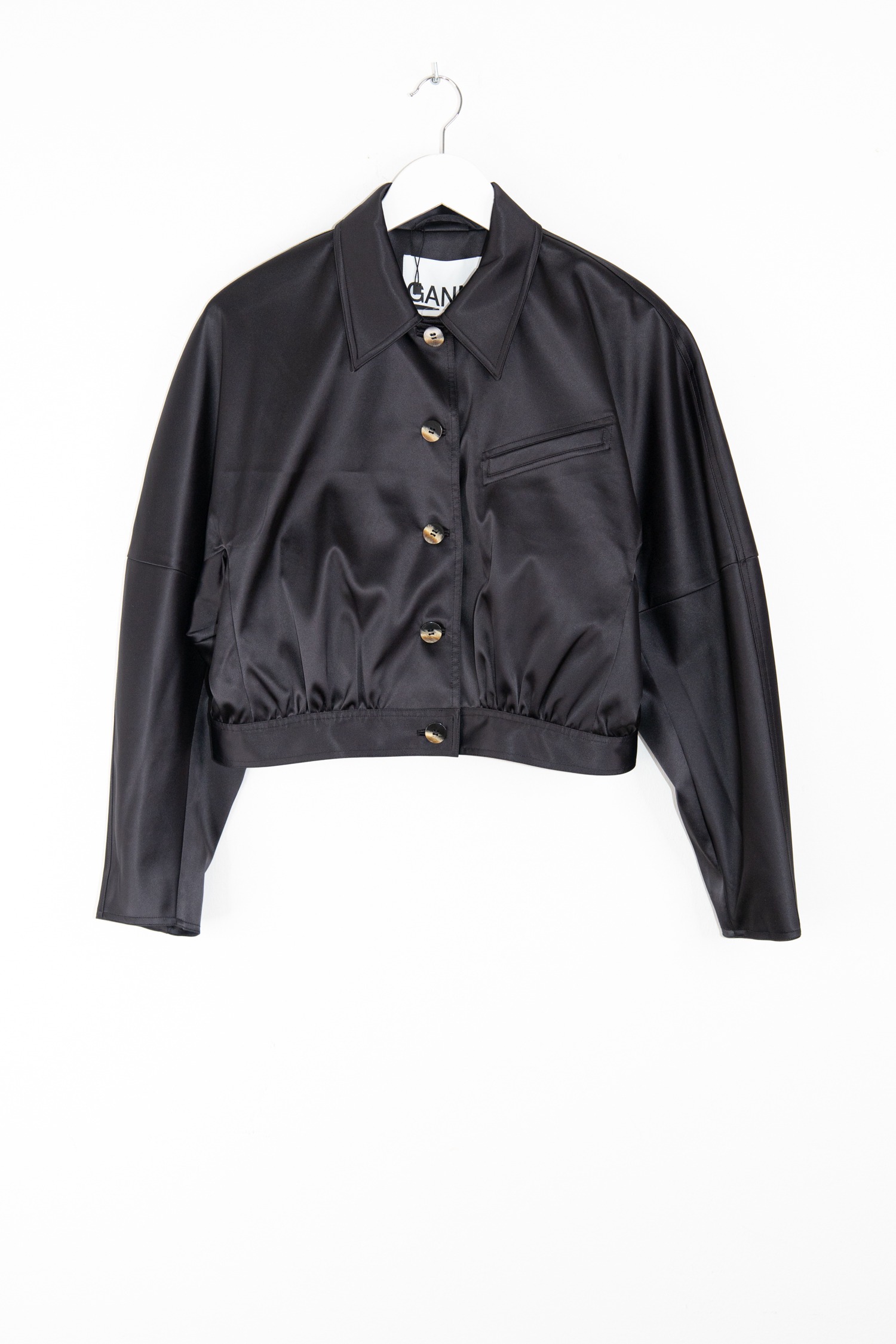 Ganni Jacke aus Satin in Schwarz