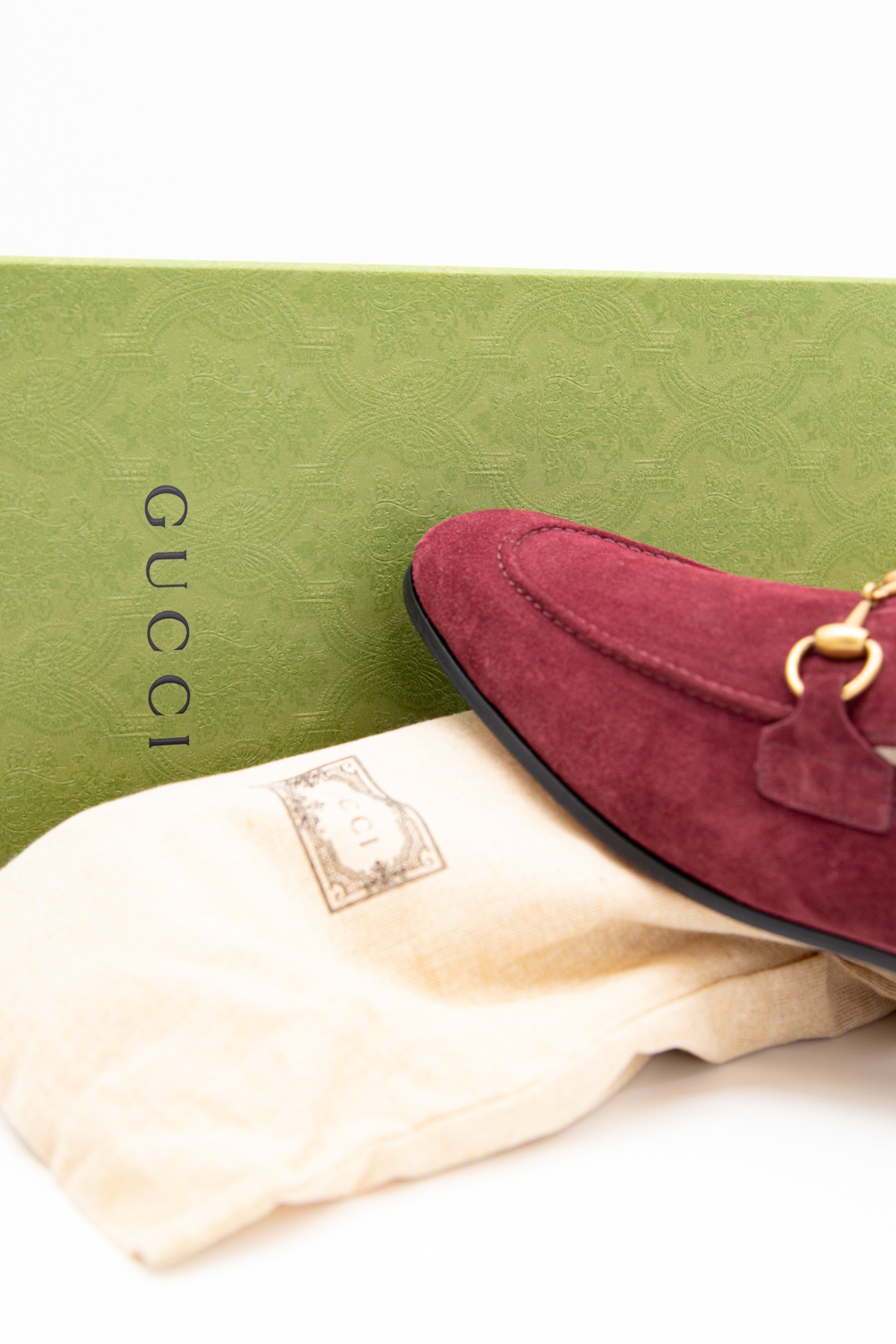 Gucci "Jordaan" Loafer in Dunkelrot