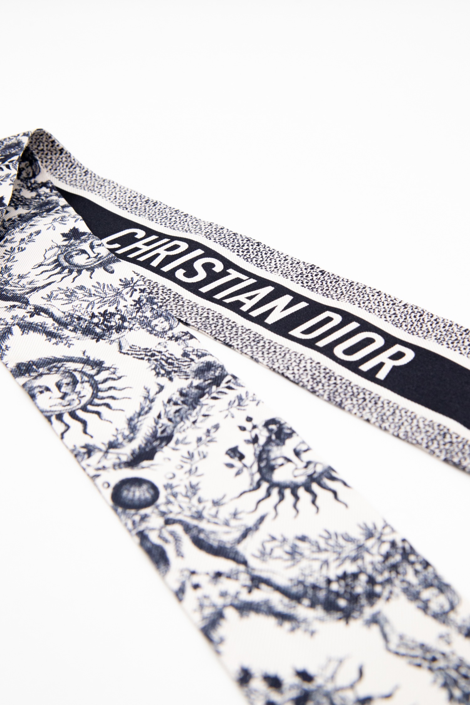 Dior Mitzah-Tuch mit Sonnenmotiv in Dunkelblau und Ecru