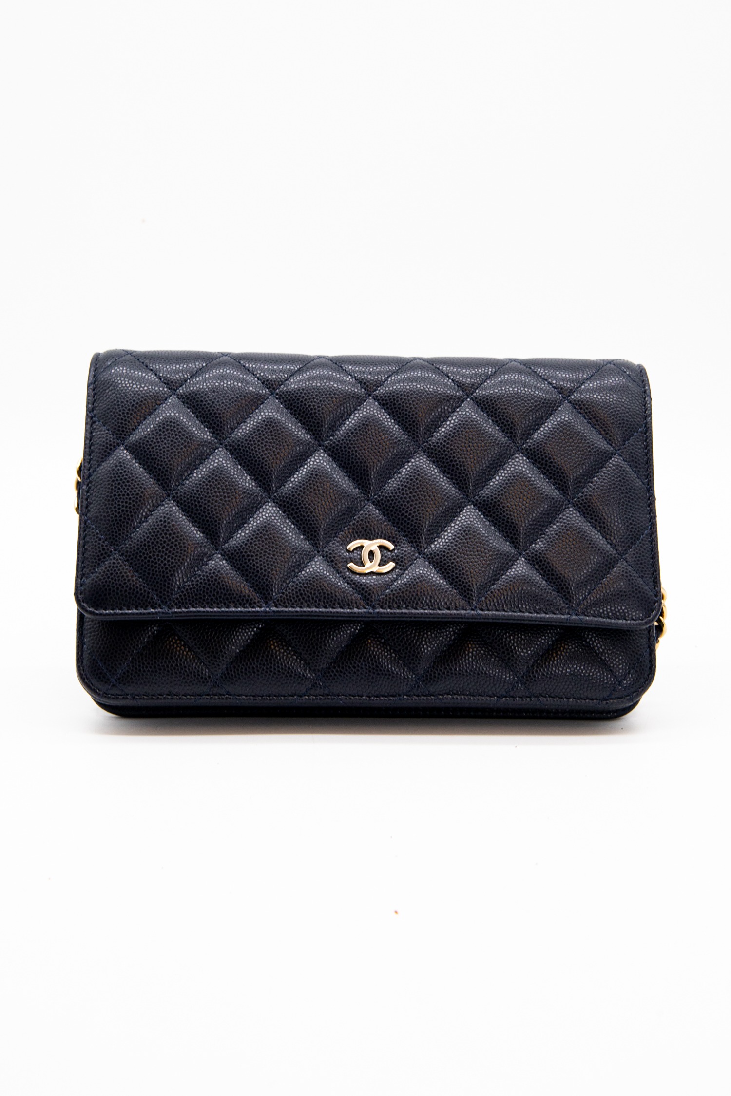 Chanel Umhängetasche in Dunkelblau und Gold