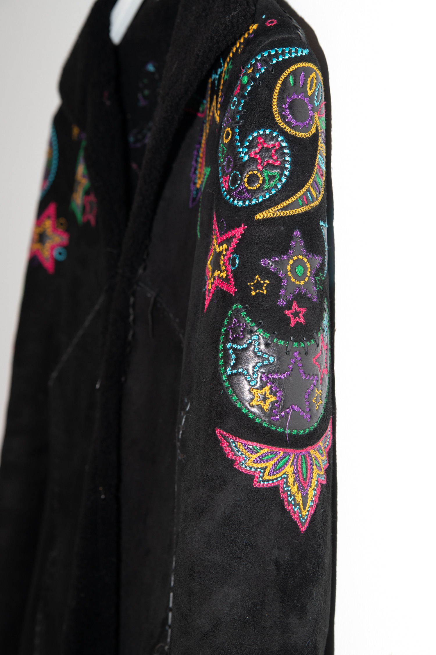 Vintage Gianni Versace Lederjacke mit Stickerei in Schwarz