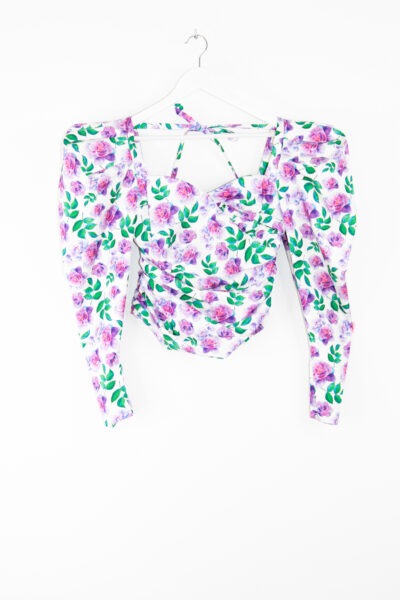 Guiseppe di Morabito Bluse mit Blumen-Print in Lila und Weiß