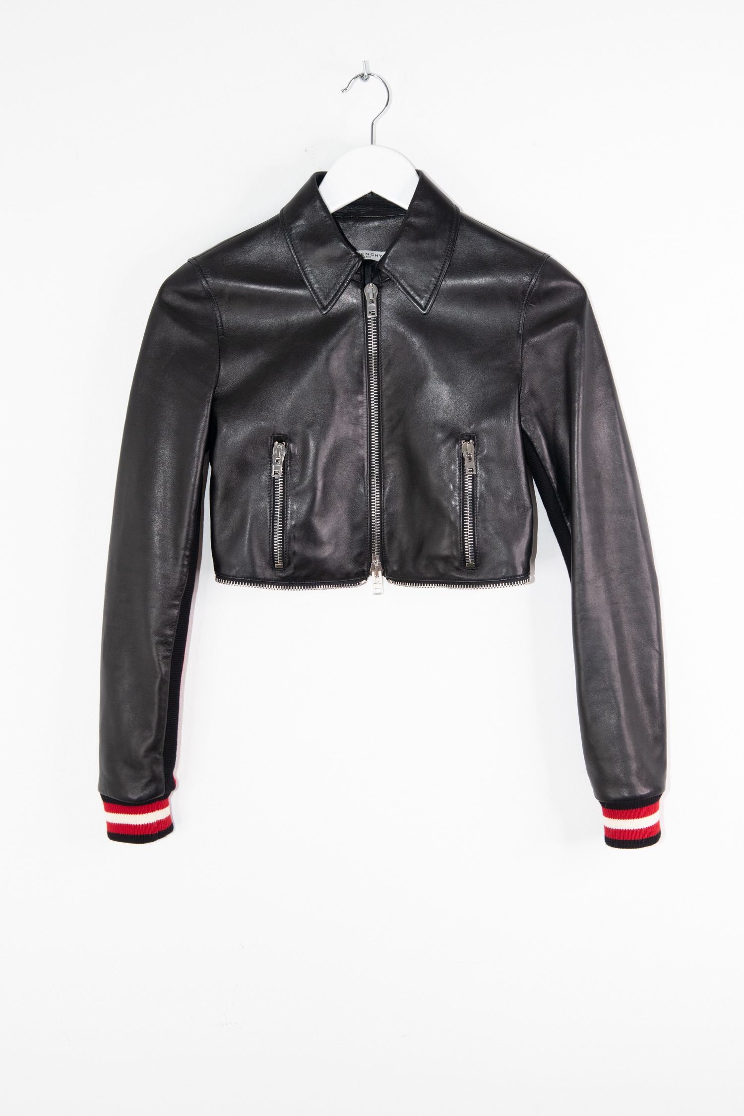 Givenchy Lederjacke in Schwarz, Rot und Weiß