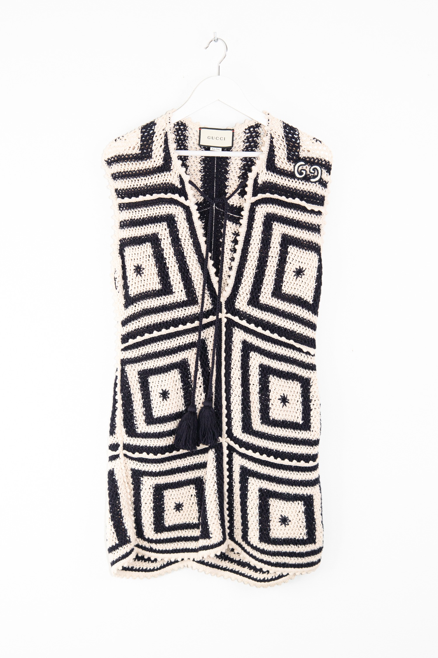 Gucci gehäkeltes Minikleid in Beige und Schwarz