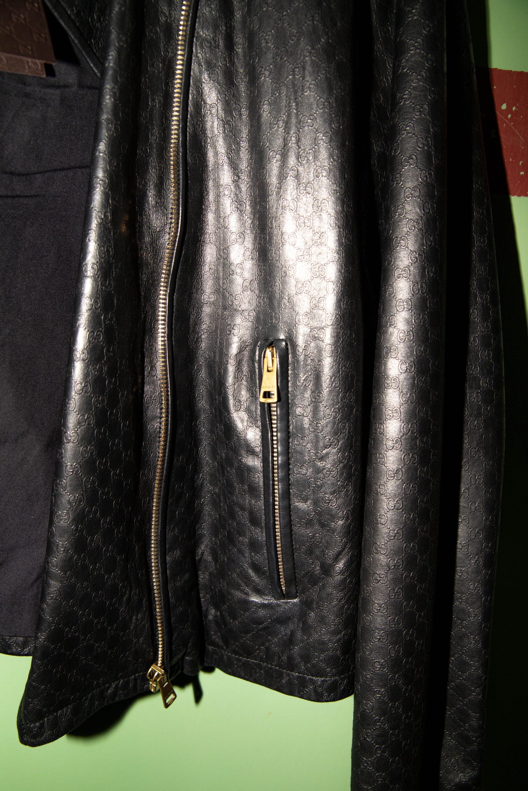 Gucci leichte Lederjacke mit Monogramm- Muster