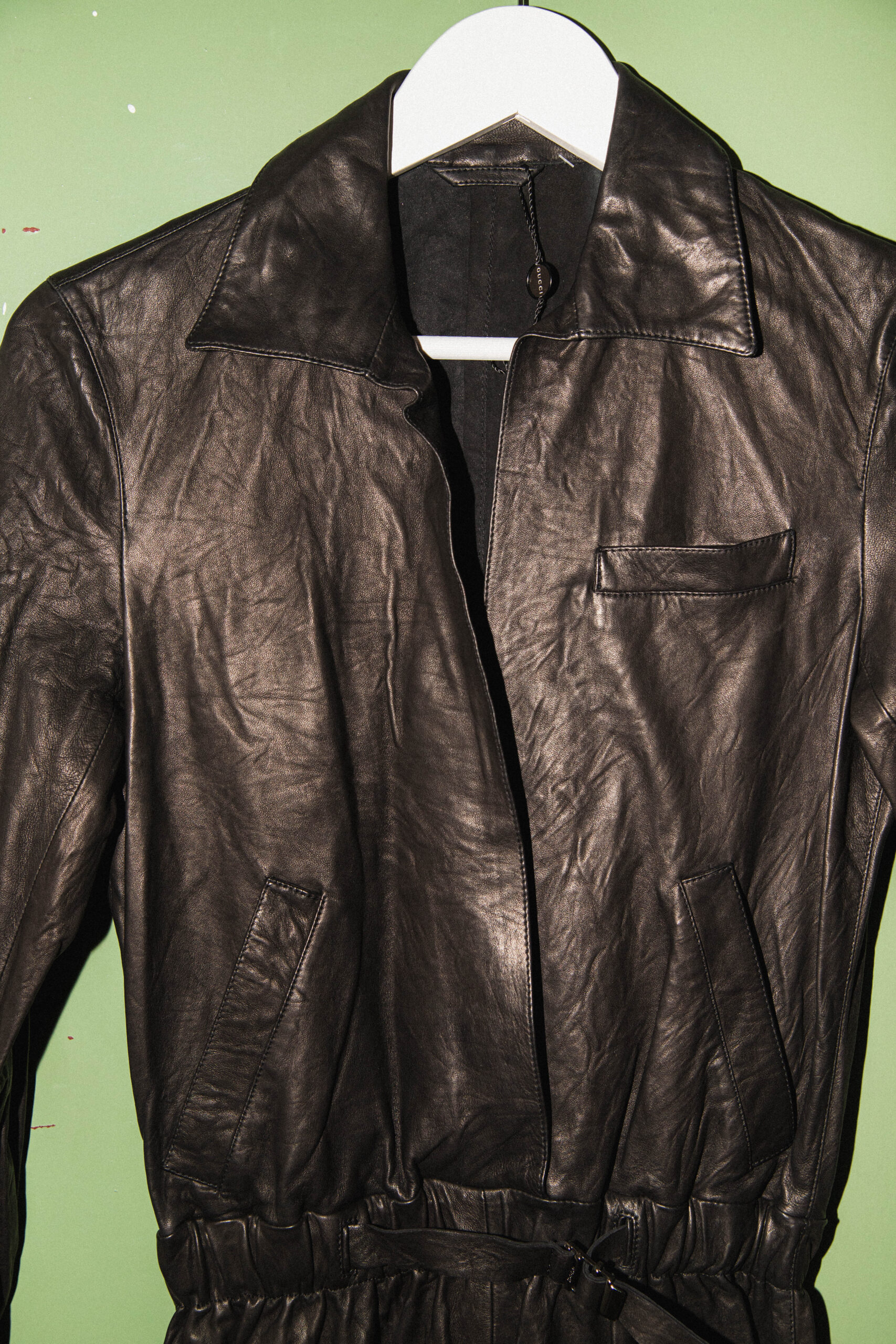 Gucci Vintage Jumpsuit aus Leder in Schwarz