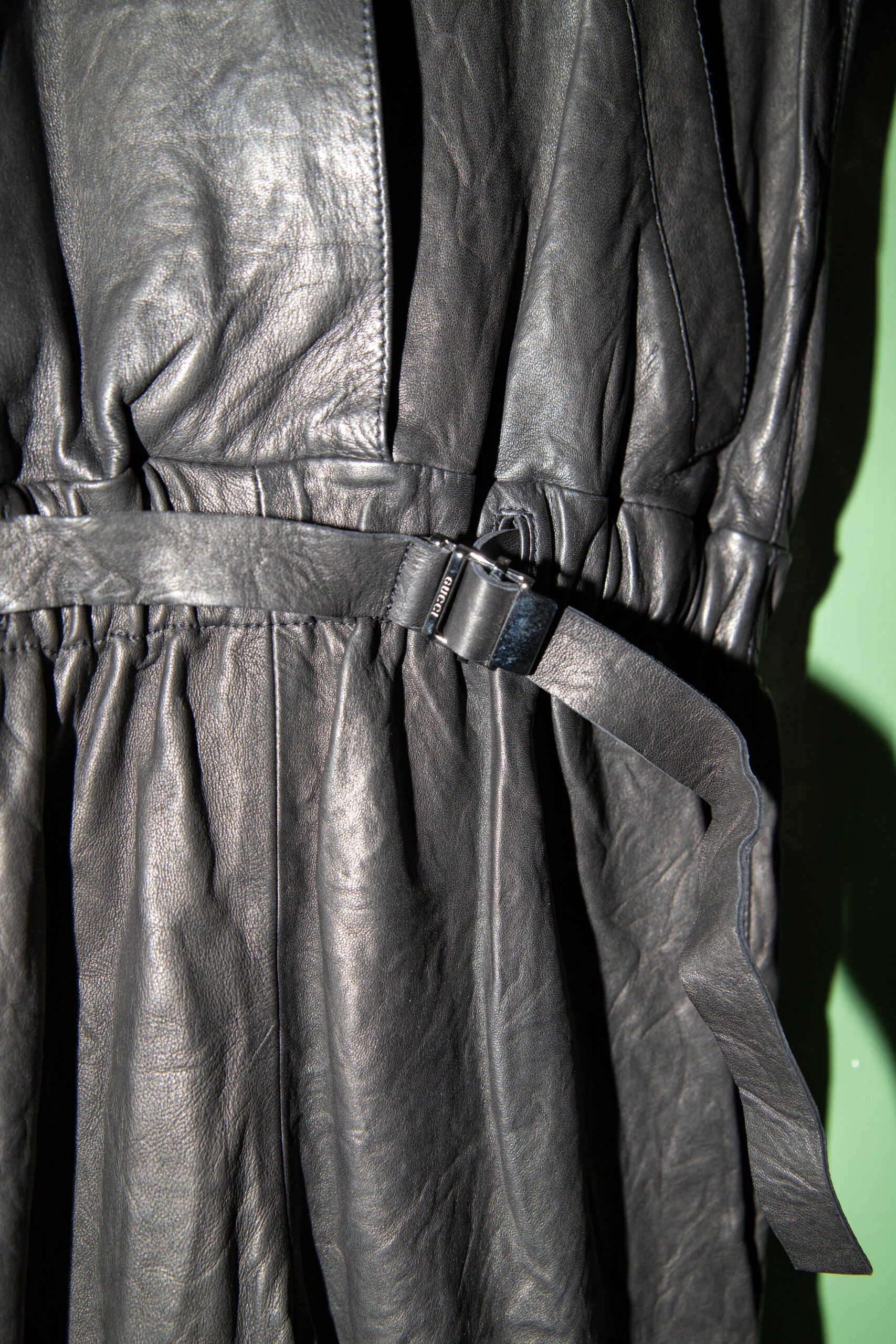 Gucci Vintage Jumpsuit aus Leder in Schwarz