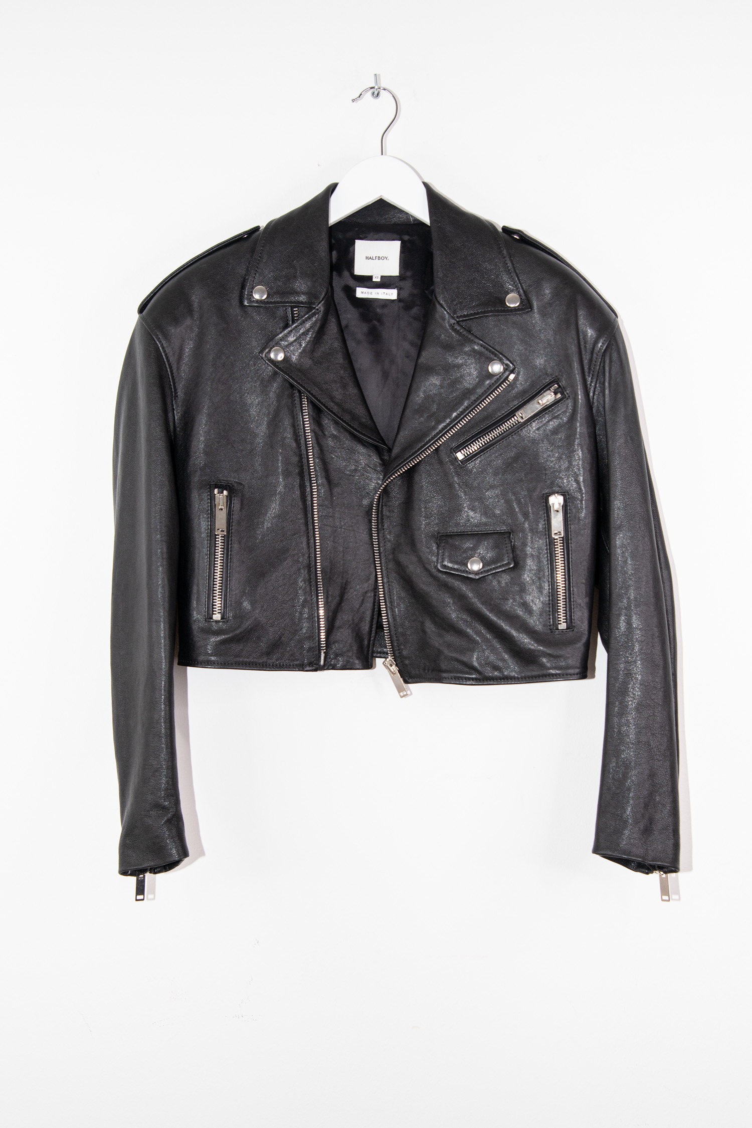 HALFBOY Lederjacke im Biker-Stil in Schwarz