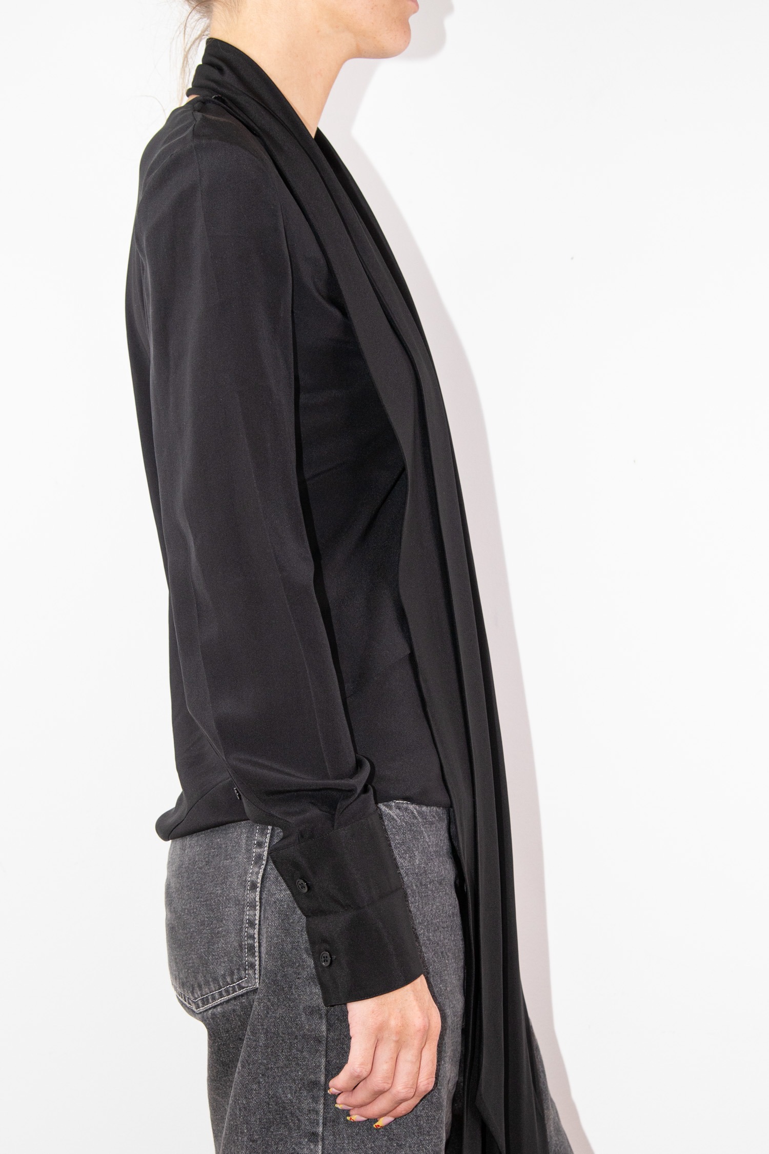 Helmut Lang "Scarf Blouse" Bluse mit Schal in Schwarz